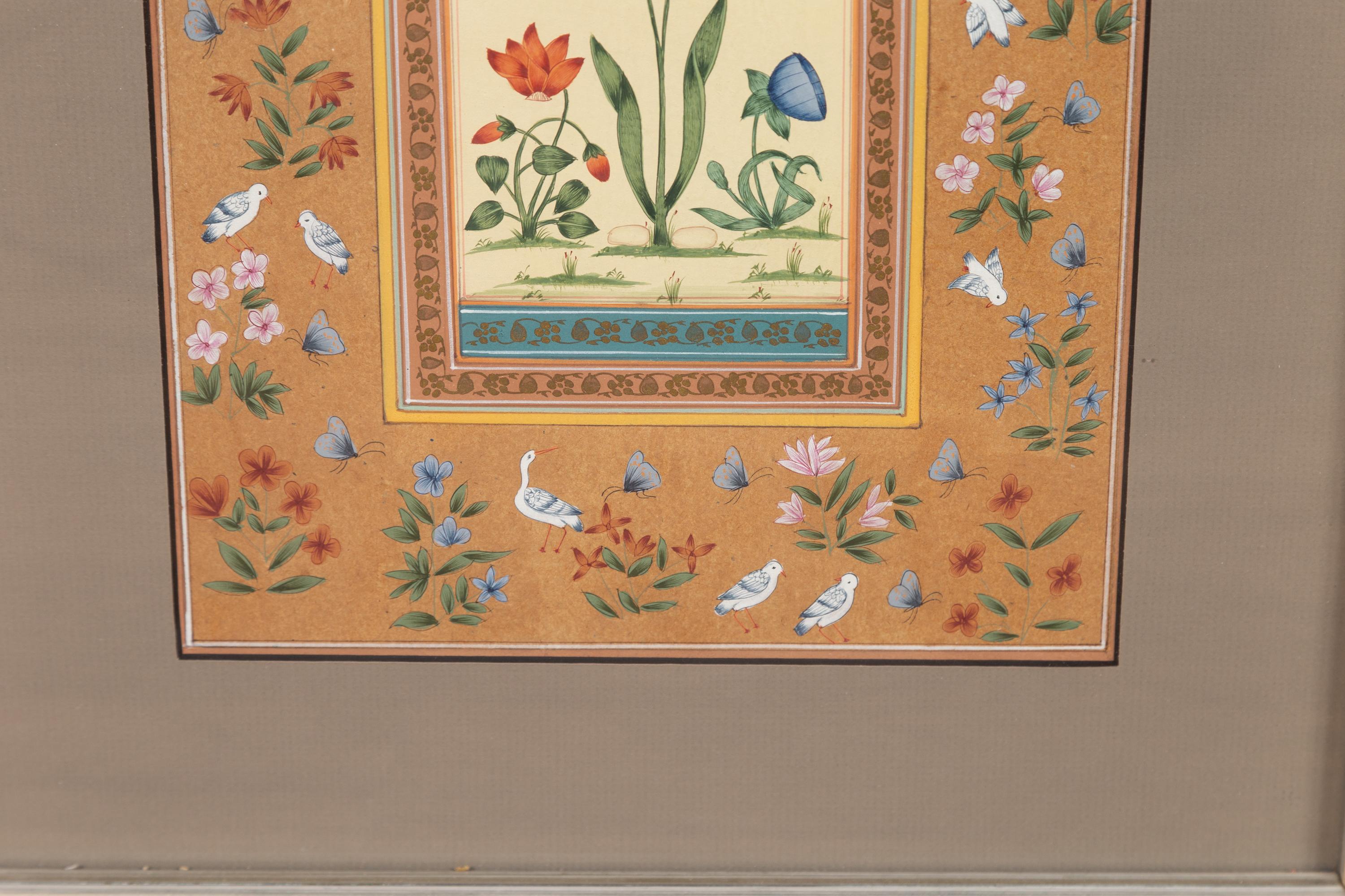 Indian Floral Still-Life from the Midcentury Period with Flowers and Birds 1