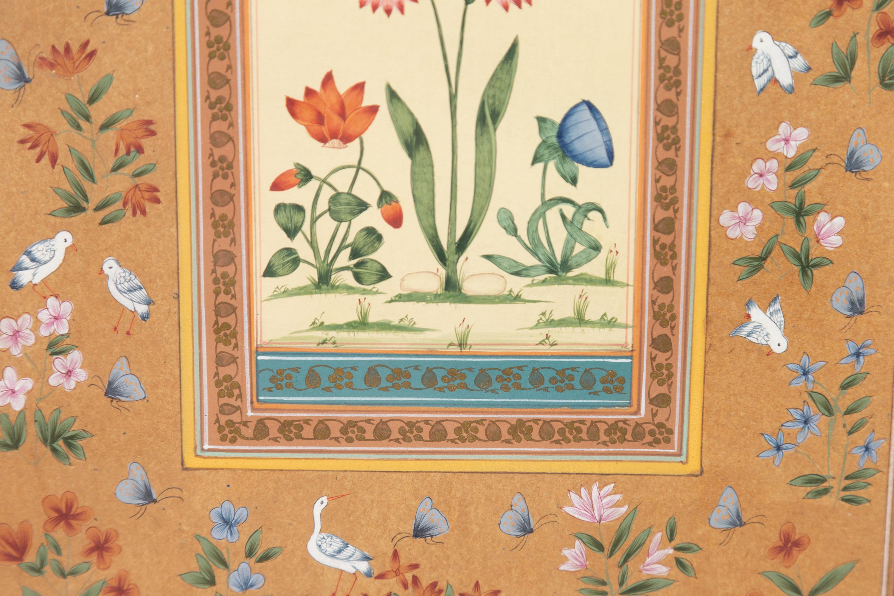 Indian Floral Still-Life from the Midcentury Period with Flowers and Birds 2