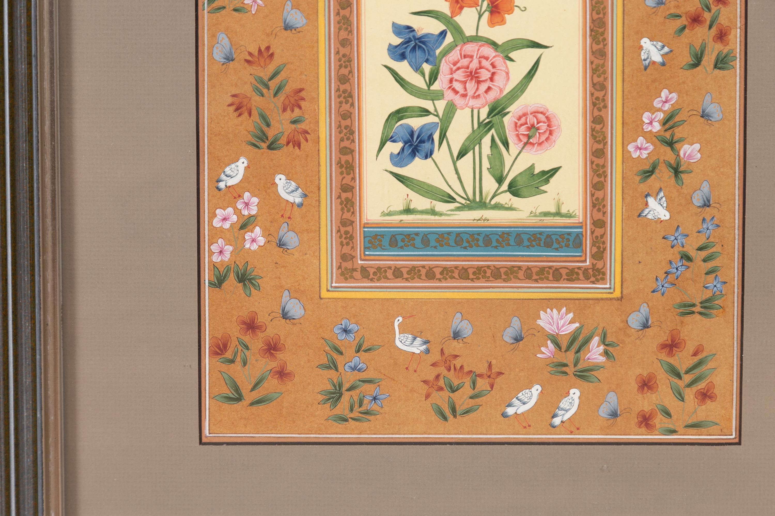 Indian Floral Still-Life from the Midcentury Period with Flowers and Birds 2