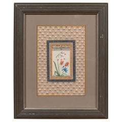 Indian Floral Still-Life from the Midcentury Period with Flowers and Calligraphy