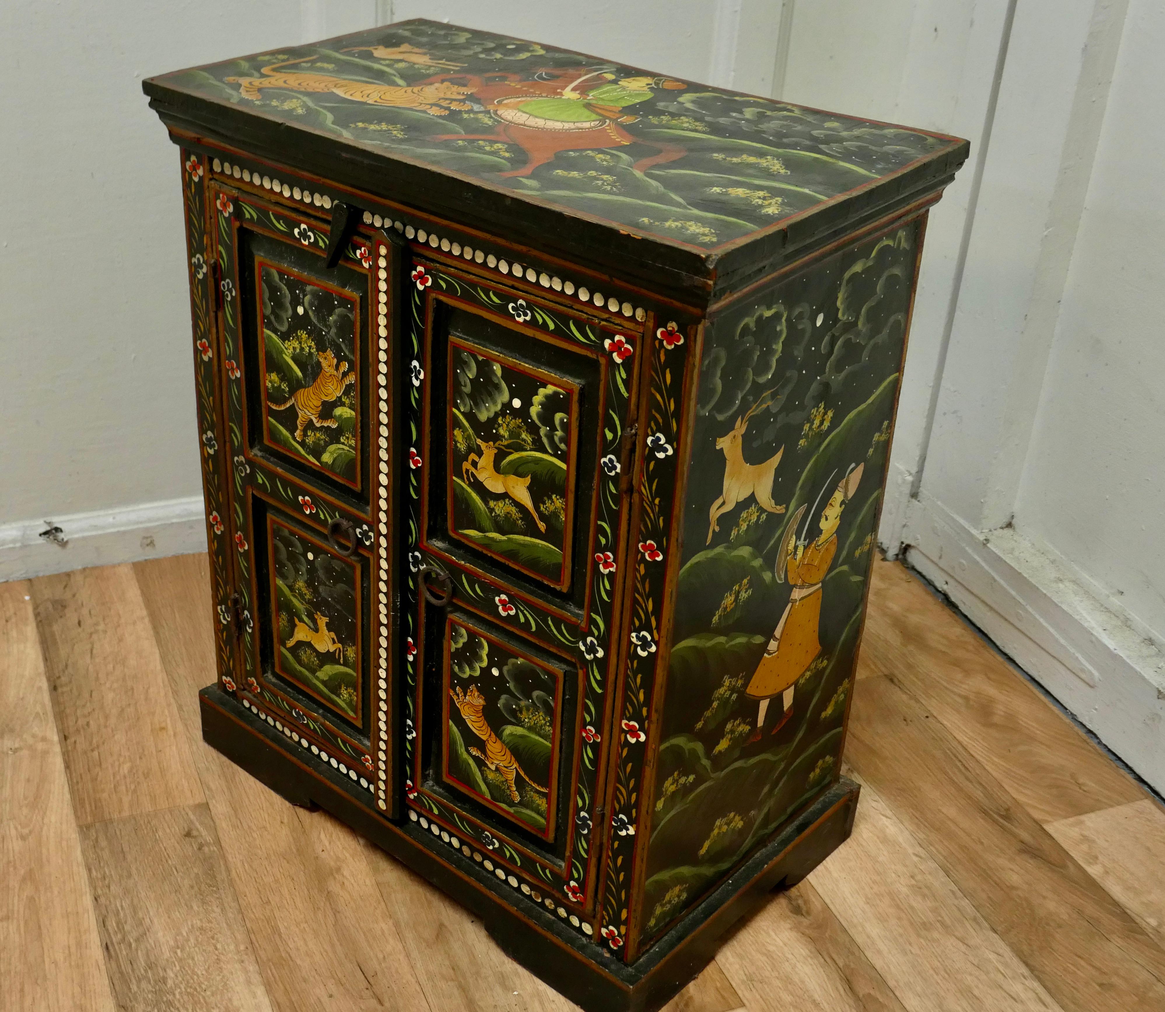 Early 20th Century Indian Folk Art Painted Cupboard For Sale