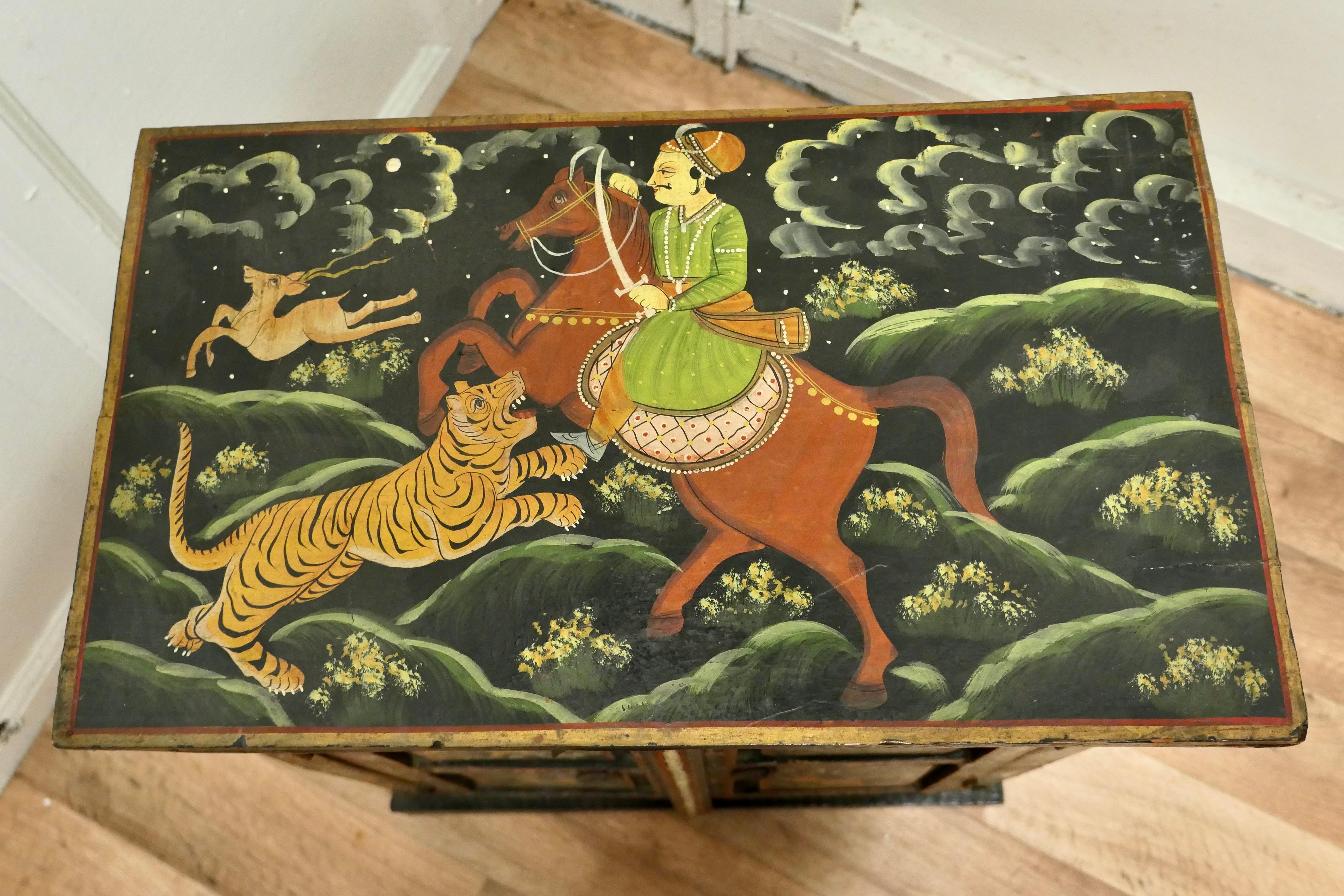 Indian Folk Art Painted Cupboard For Sale 1