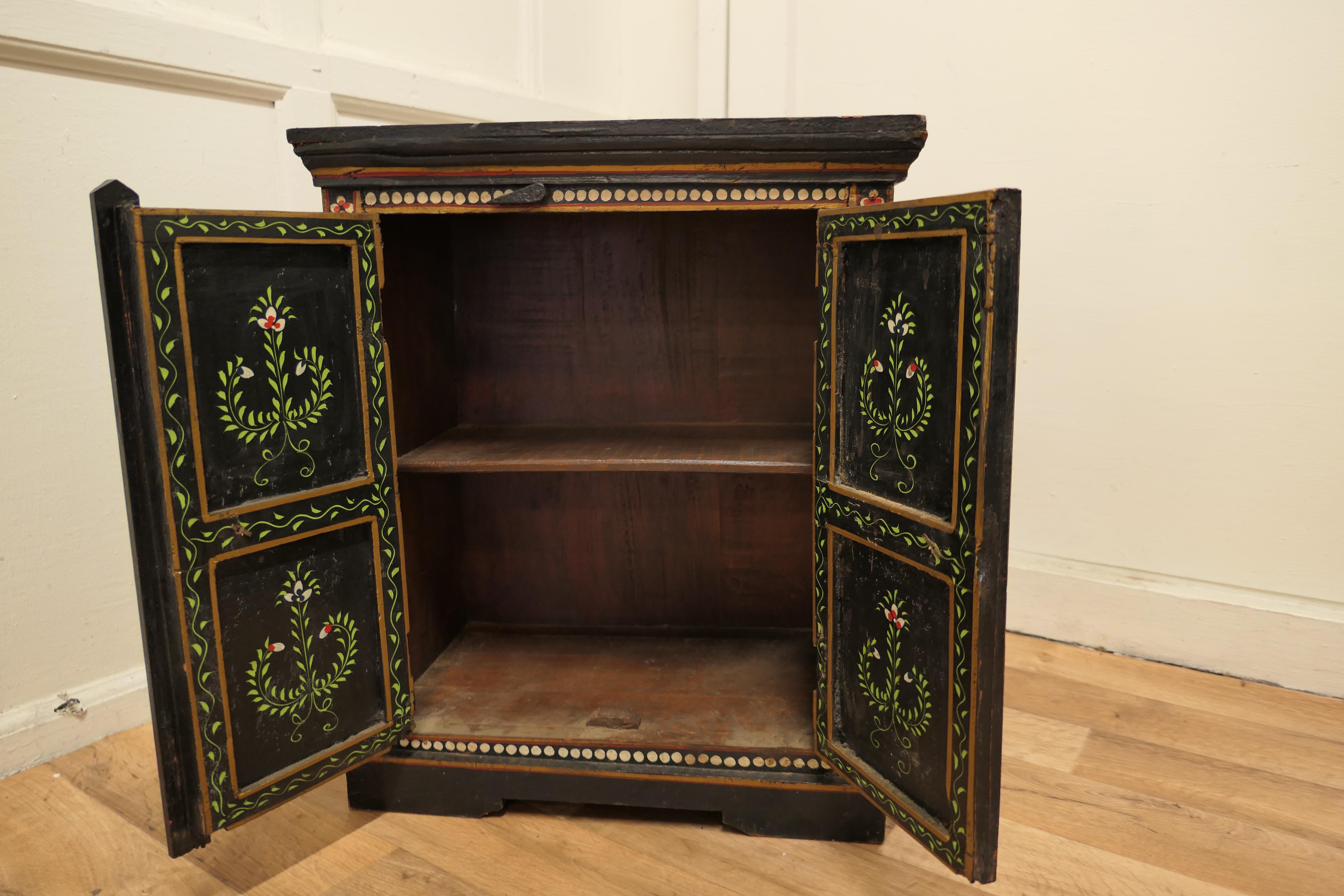 Indian Folk Art Painted Cupboard For Sale 2