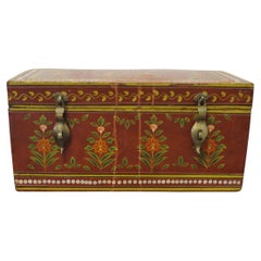 Antique Indian Folk Art Painted Treasure Chest  This is a pretty piece 