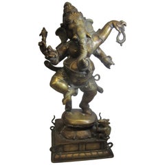 Vintage Indian Four-Arm Lord Ganesha Deity Statue