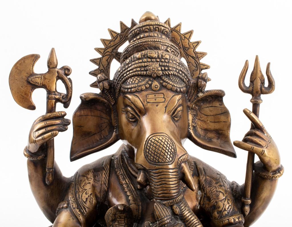 19th Century Indian Gilt Bronze Ganesha Sculpture Writing the Mahabharata