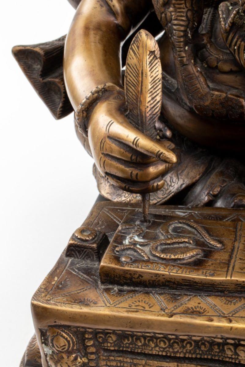 Indian Gilt Bronze Ganesha Sculpture Writing the Mahabharata 2