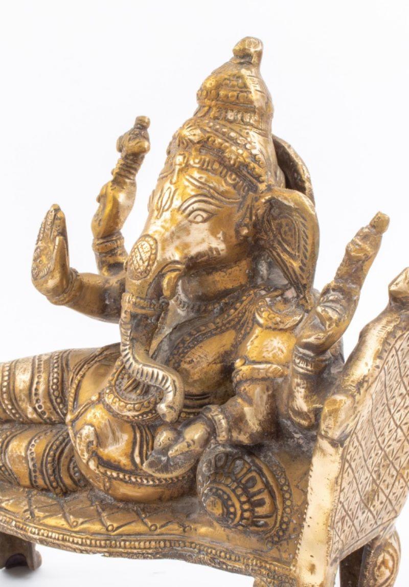 Indian Gilt Bronze Reclining Ganesha Sculpture 6