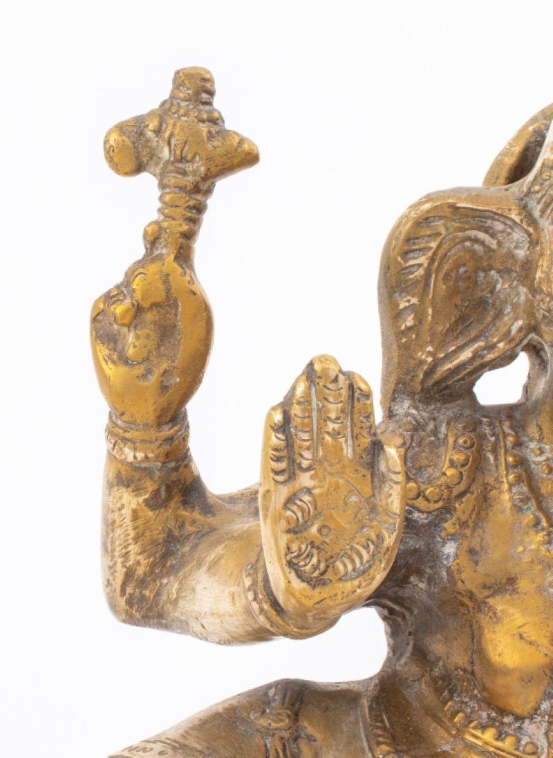 Indian Gilt Bronze Reclining Ganesha Sculpture 7