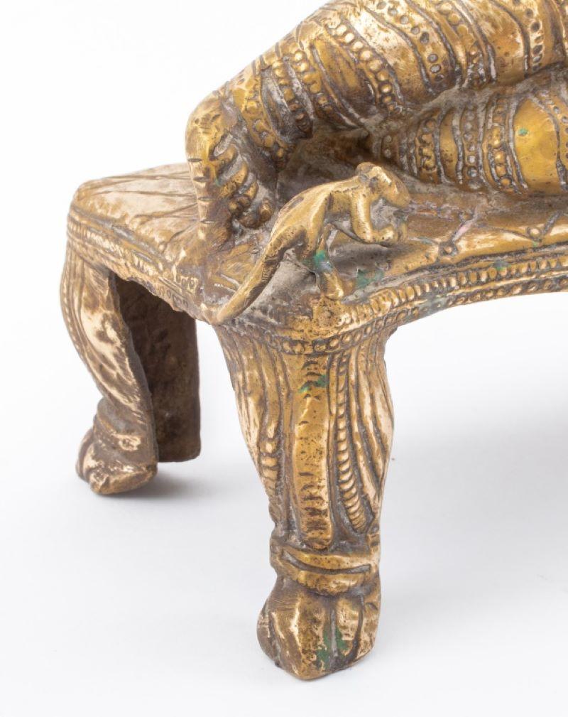 Indian Gilt Bronze Reclining Ganesha Sculpture 8