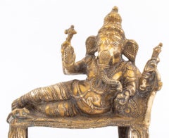 Indische vergoldete Ganesha-Skulptur aus Bronze