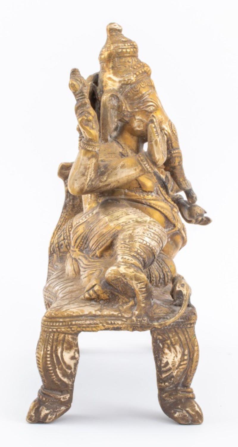 Indian Gilt Bronze Reclining Ganesha Sculpture In Good Condition In New York, NY