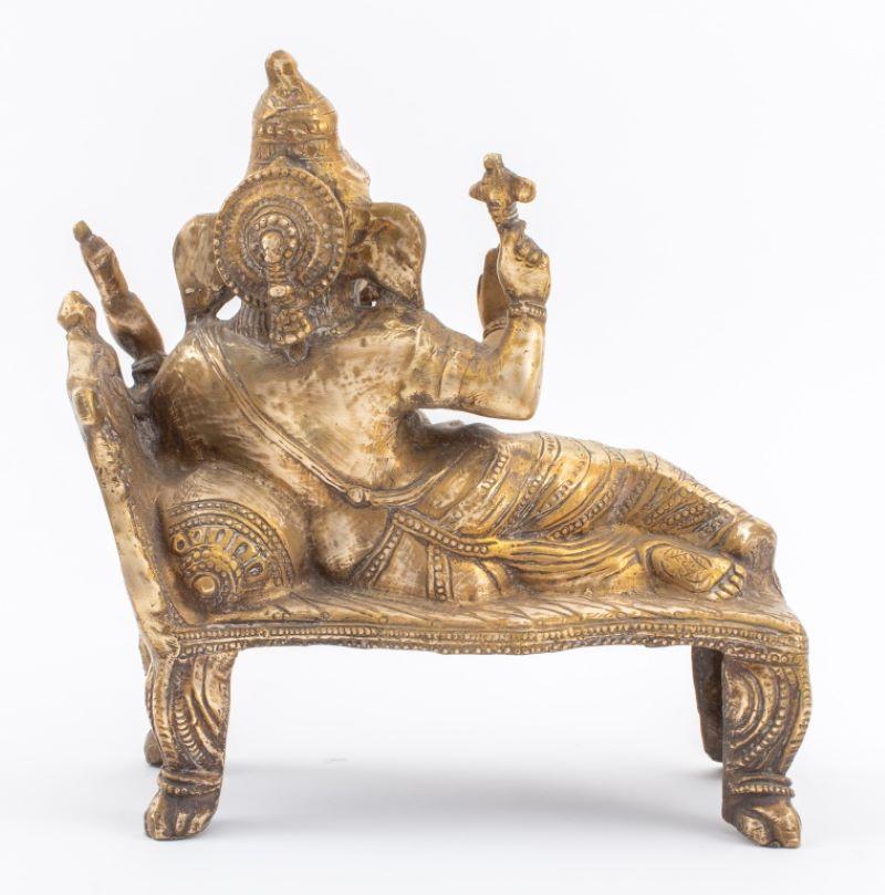 Indian Gilt Bronze Reclining Ganesha Sculpture 1