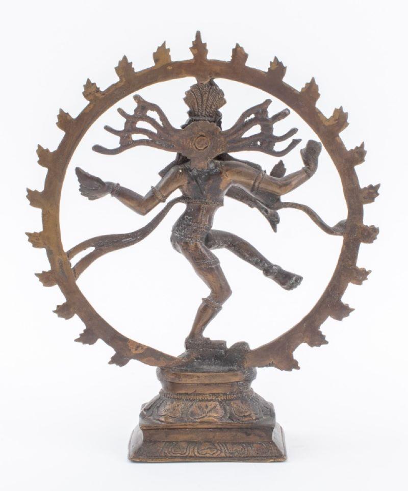 Mid-Century Modern Indian Gilt Bronze Statue of Shiva Nataraja For Sale