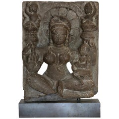 Indian Goddess Black Stone Sculpture, Rajasthan