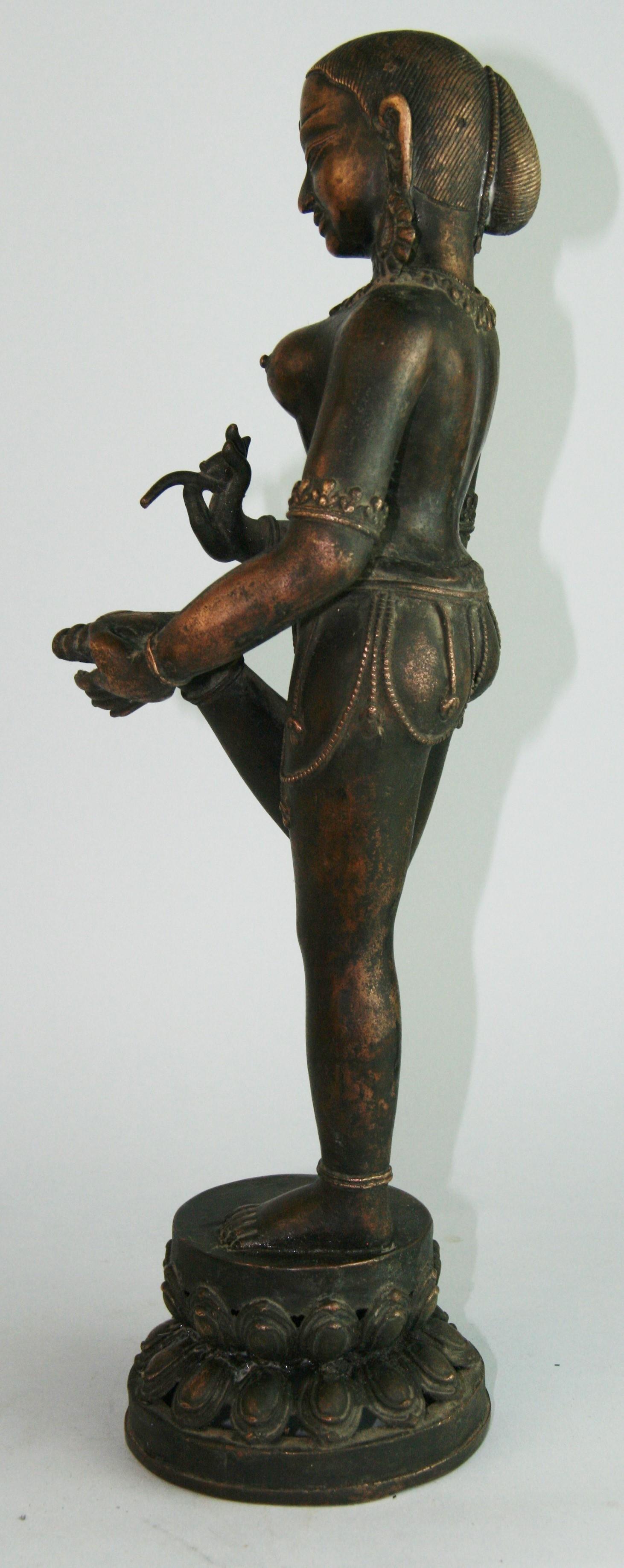 Indian Goddess Brass Sculpture 1930's For Sale 7