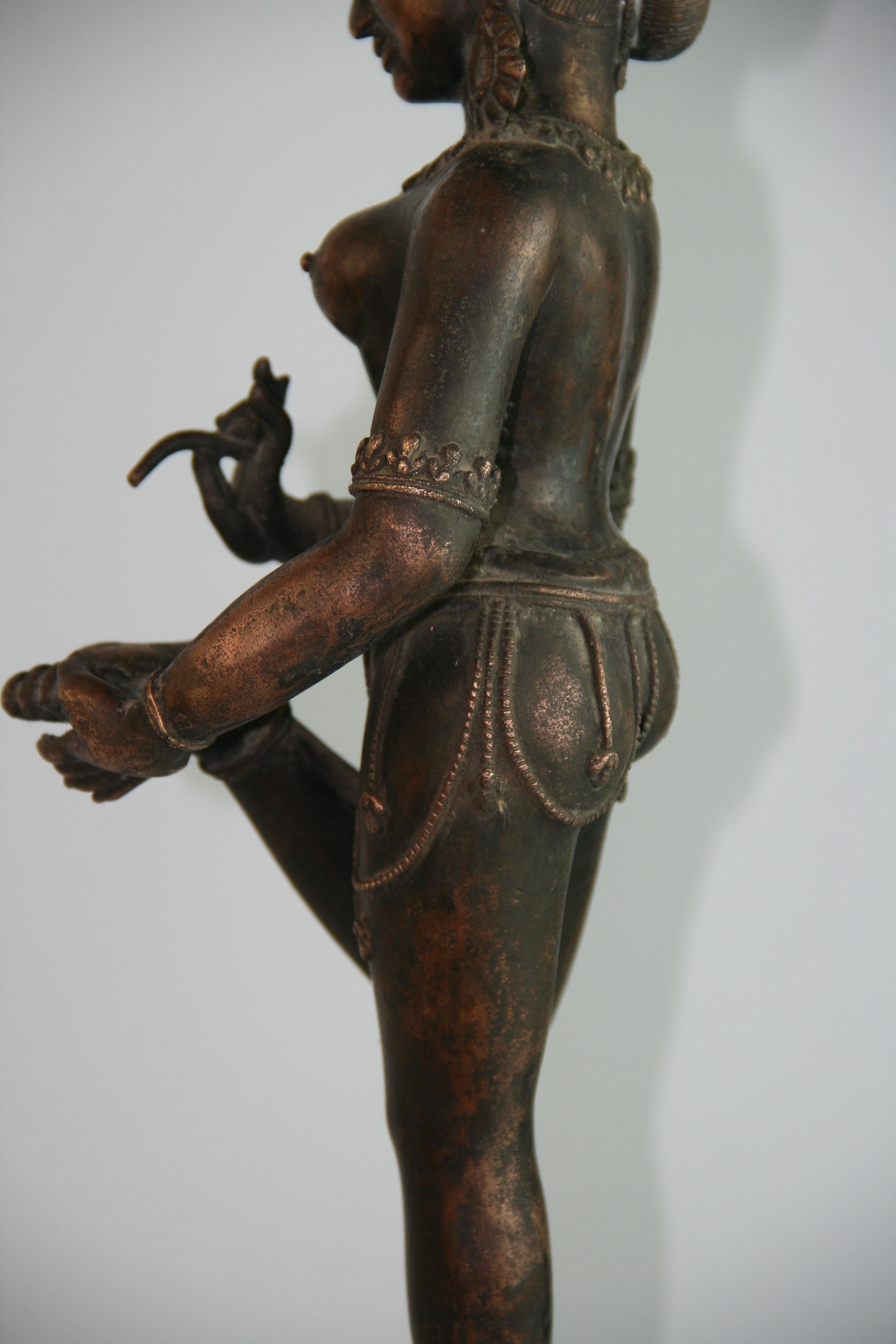 Indian Goddess Brass Sculpture 1930's For Sale 9