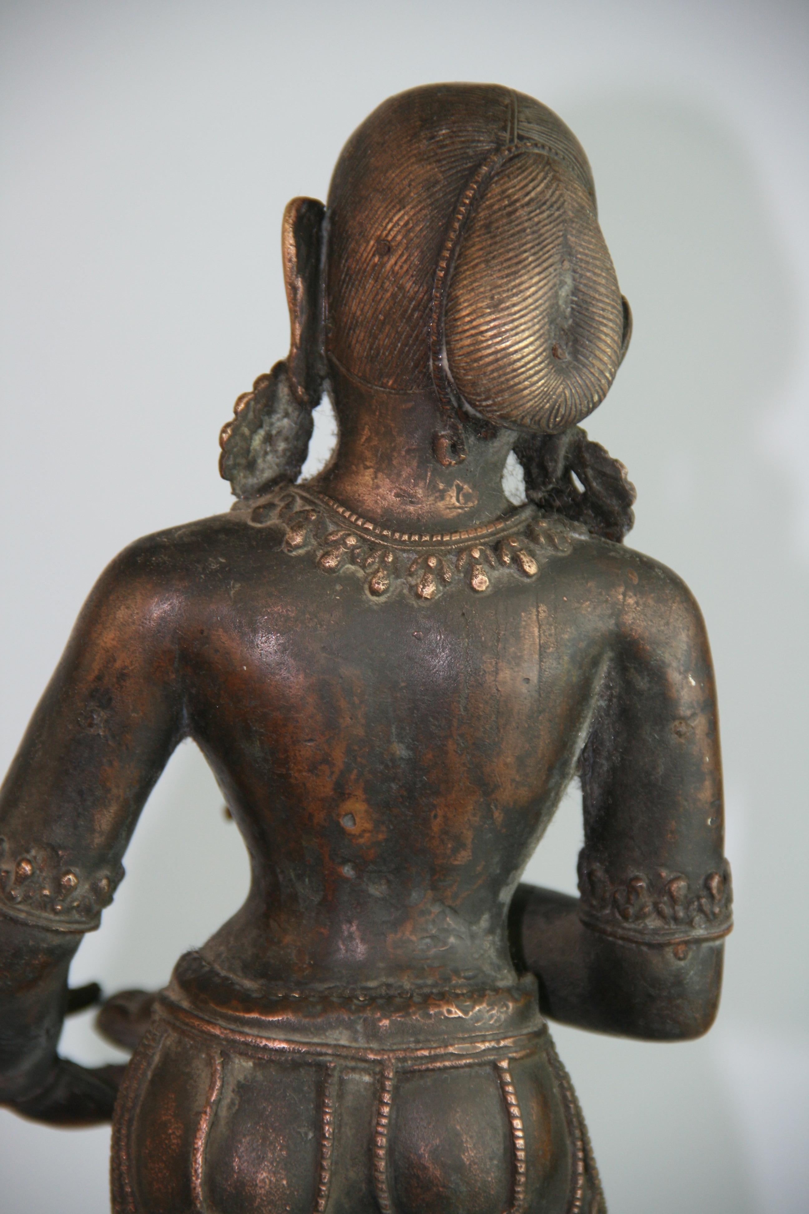 Indian Goddess Brass Sculpture 1930's For Sale 11