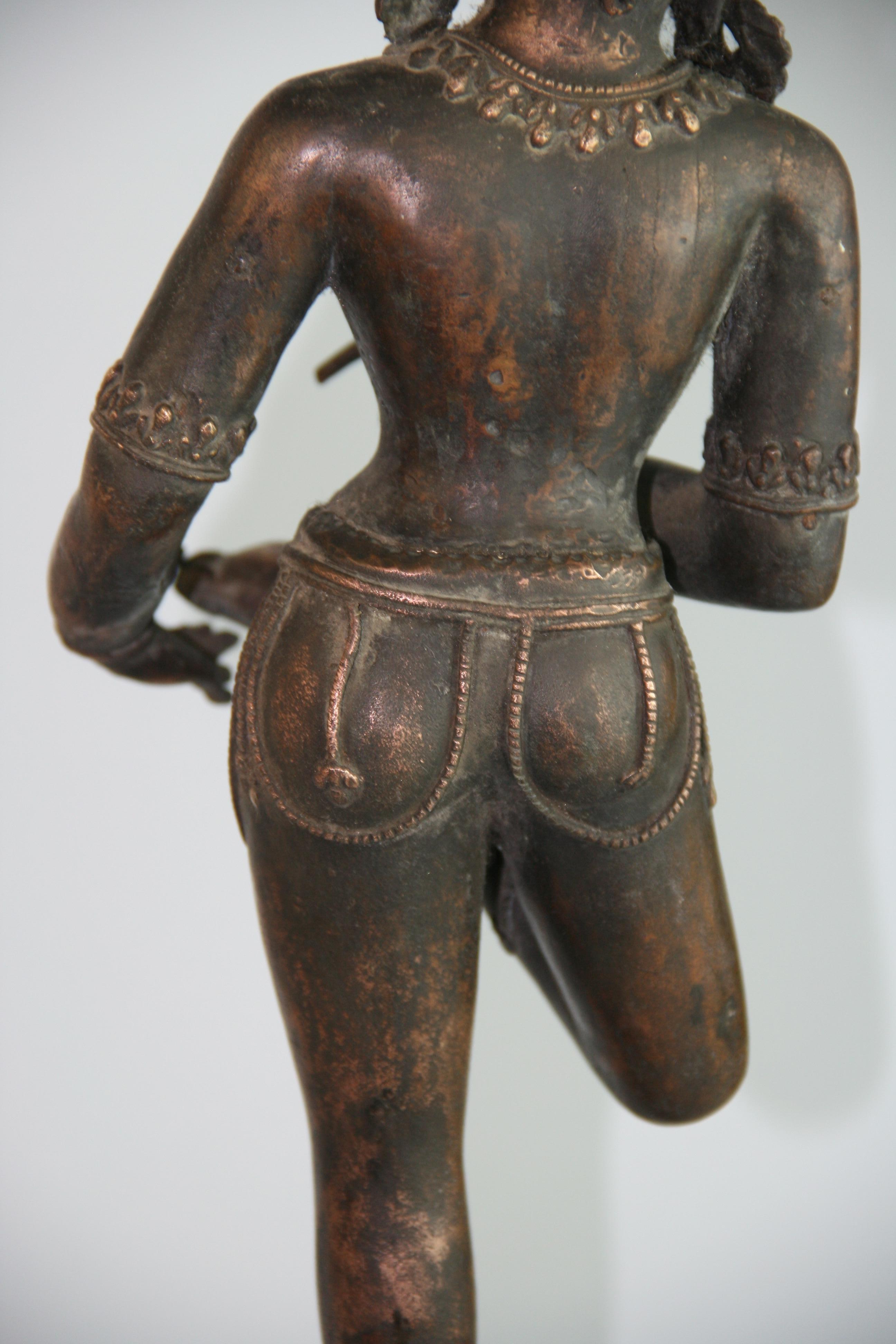 Indian Goddess Brass Sculpture 1930's For Sale 12