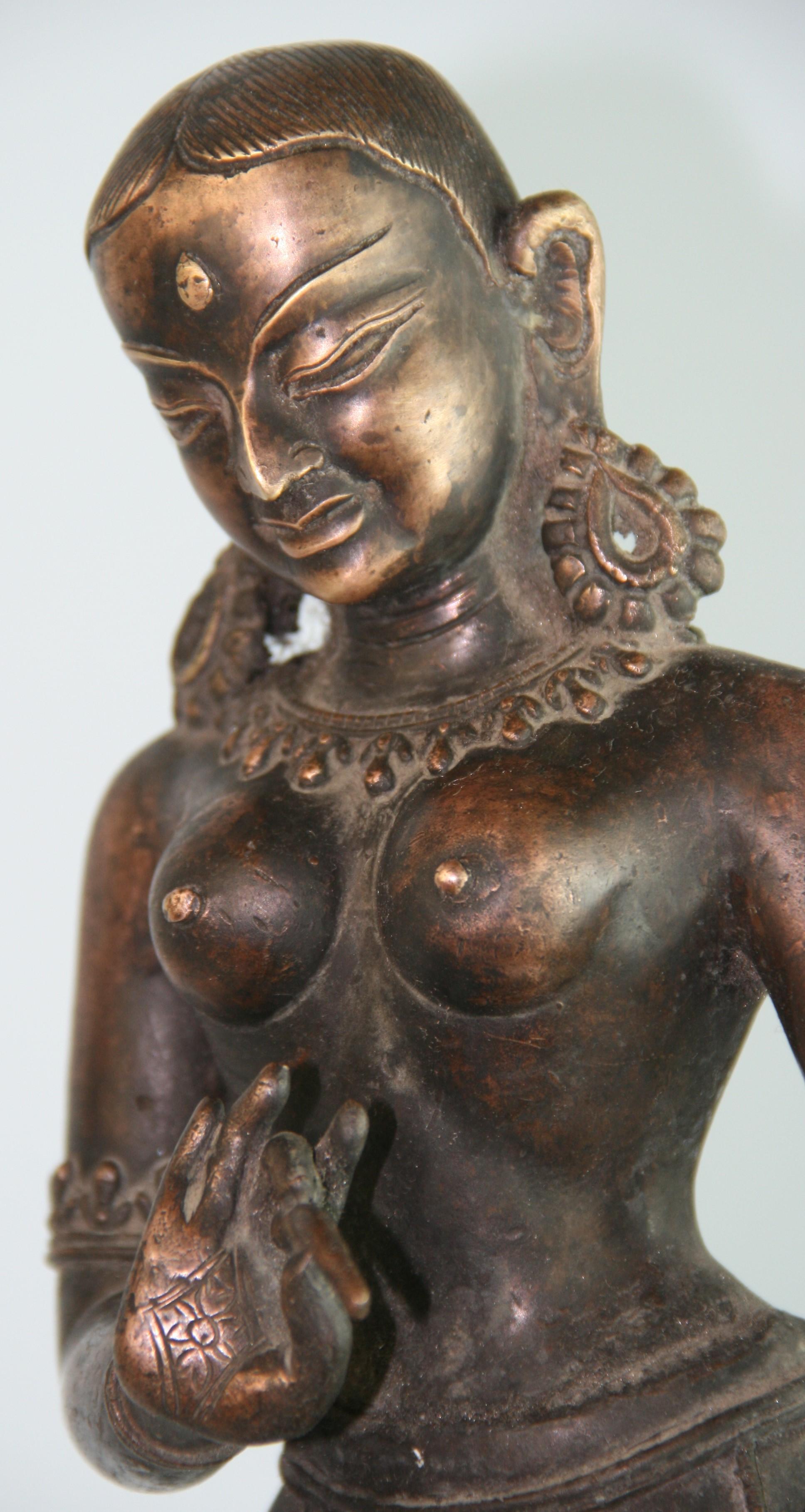 Indian Goddess Brass Sculpture 1930's For Sale 14