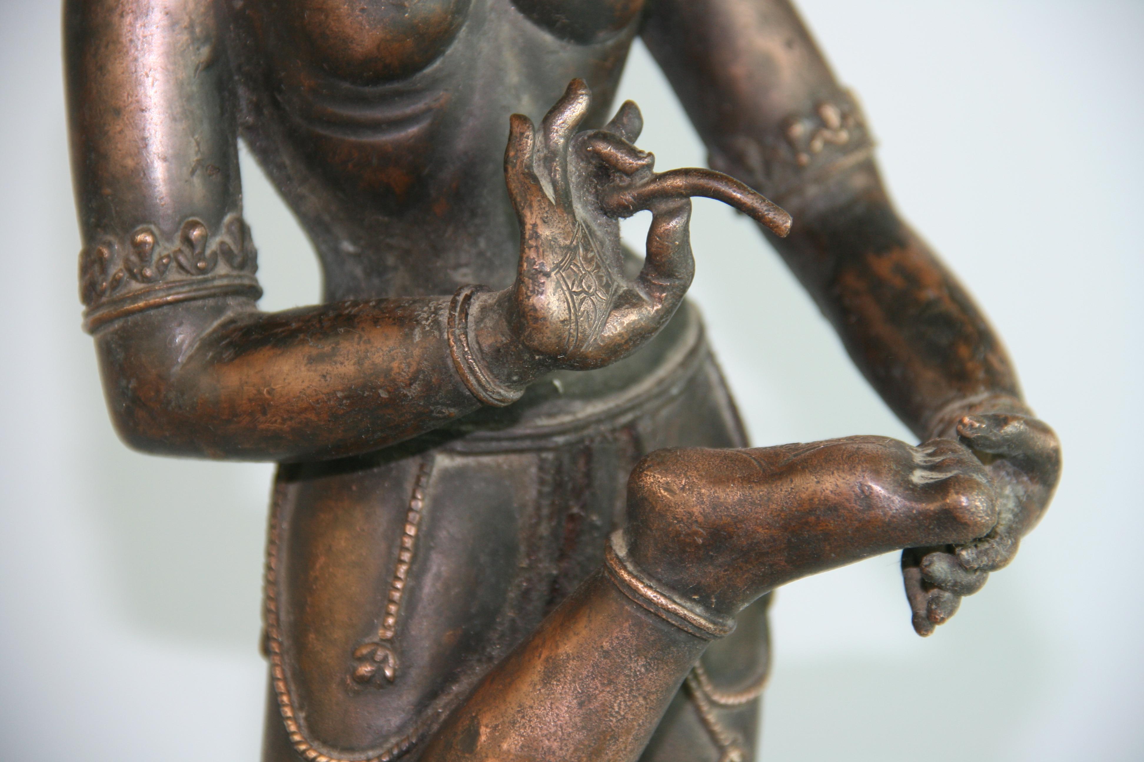 Mid-20th Century Indian Goddess Brass Sculpture 1930's For Sale