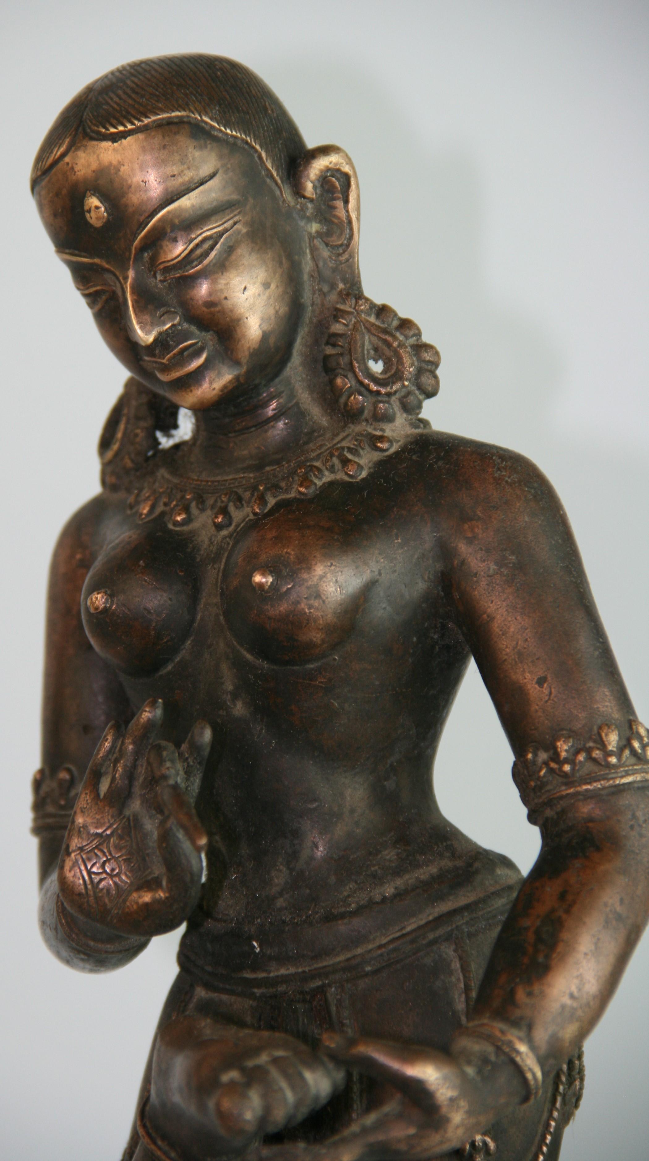 Indian Goddess Brass Sculpture 1930's For Sale 2