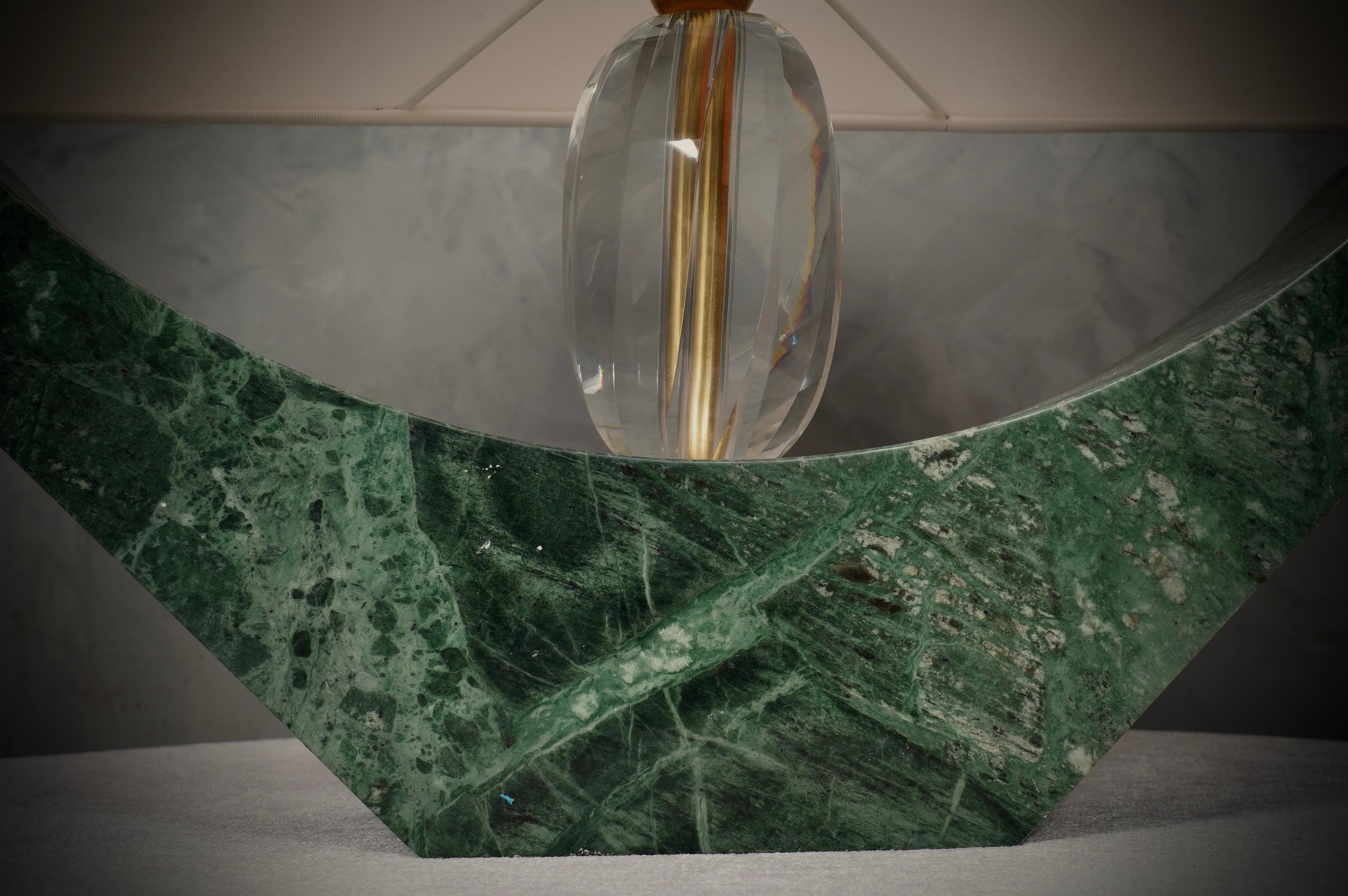 Lámpara de sobremesa de mármol verde indio y cristal de Murano, 2000 en venta 1