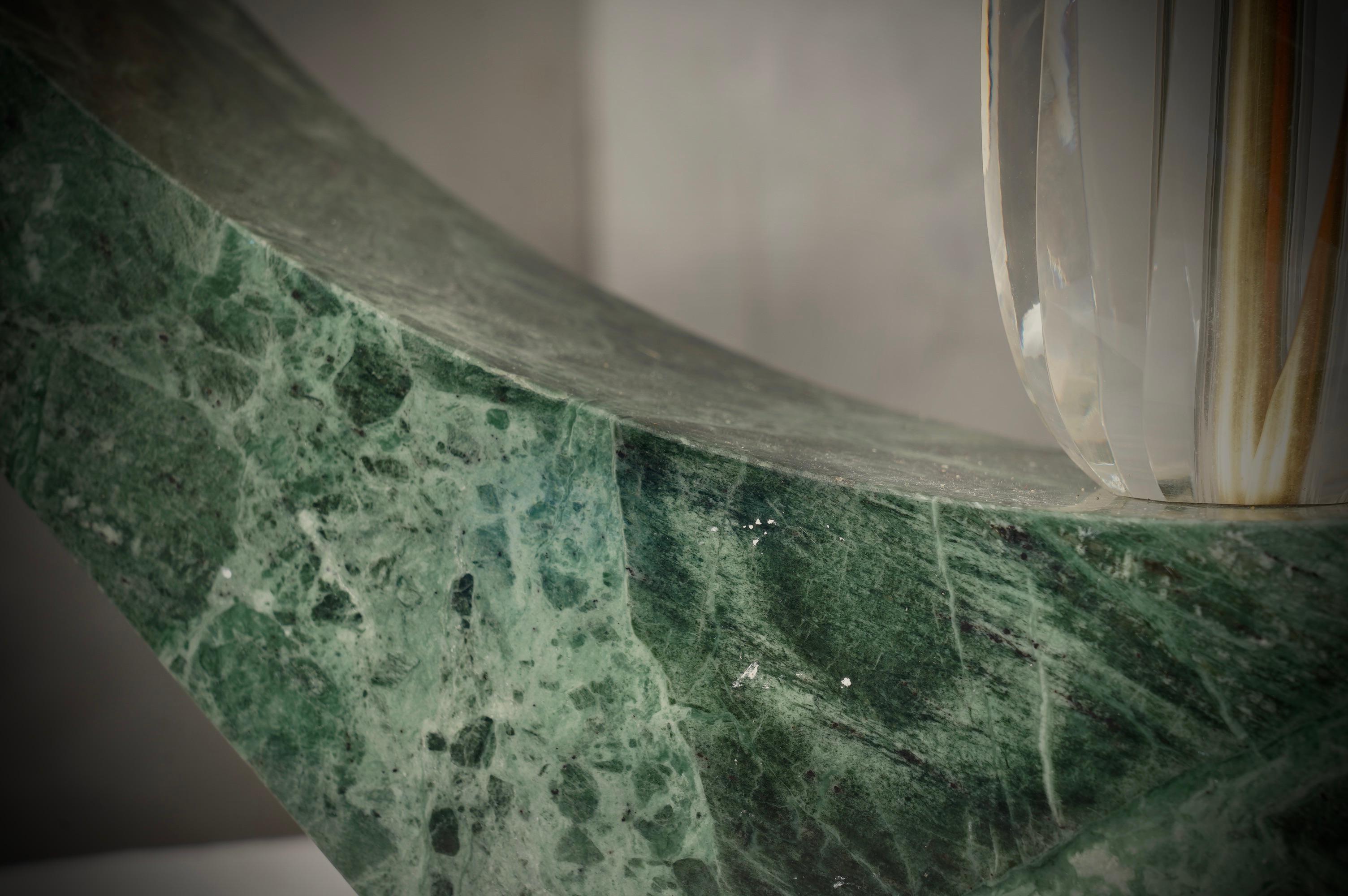 Lámpara de sobremesa de mármol verde indio y cristal de Murano, 2000 en venta 2