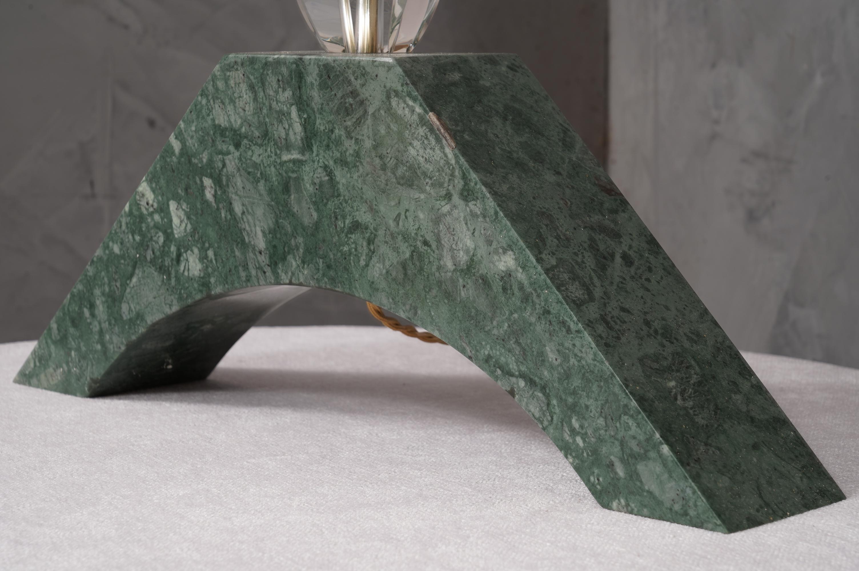 Mid-Century Modern Indian Green Marble and Murano Glass Table Lamp, 2000 For Sale