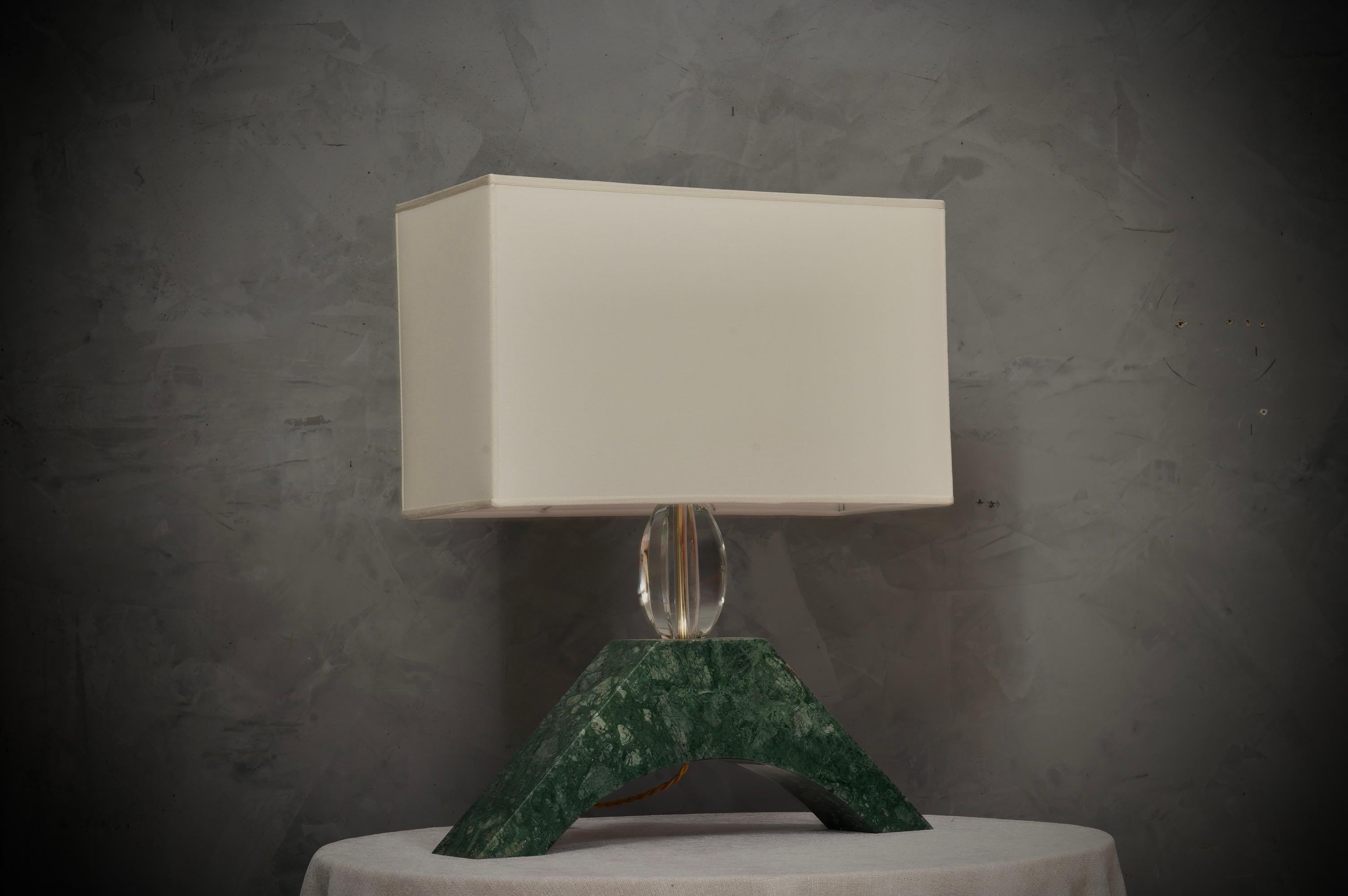 Lampe de table indienne en marbre vert et verre de Murano, 2000 en vente 2