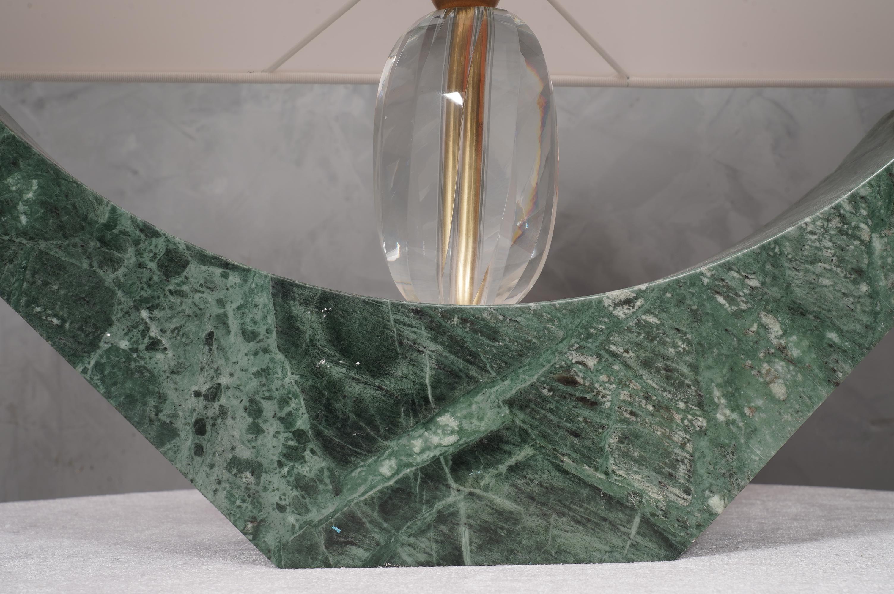 Italian Indian Green Marble and Murano Glass Table Lamp, 2000 For Sale