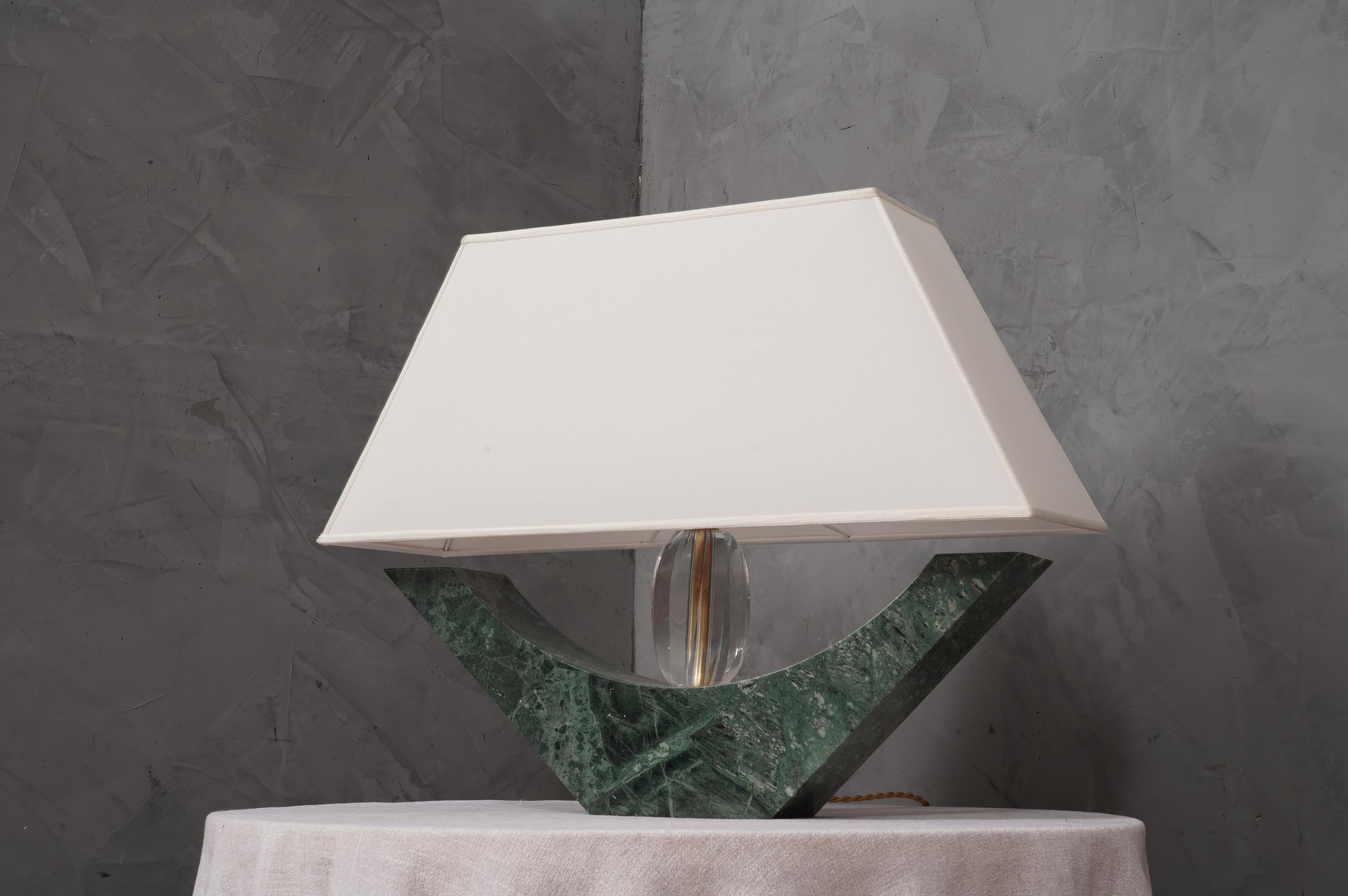 Indian Green Marble and Murano Glass Table Lamp, 2000 In Good Condition For Sale In Rome, IT