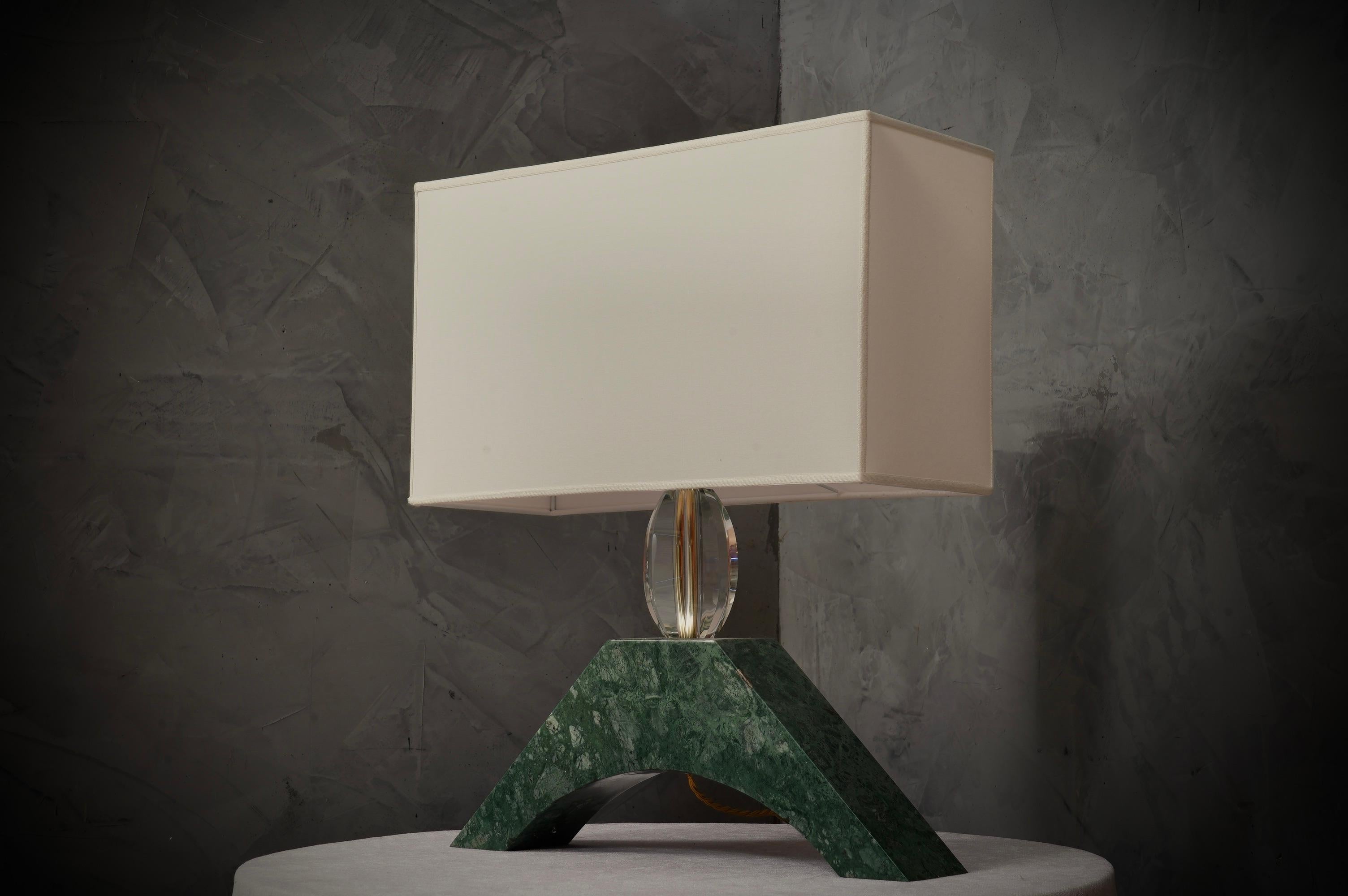 Lampe de table indienne en marbre vert et verre de Murano, 2000 en vente 1