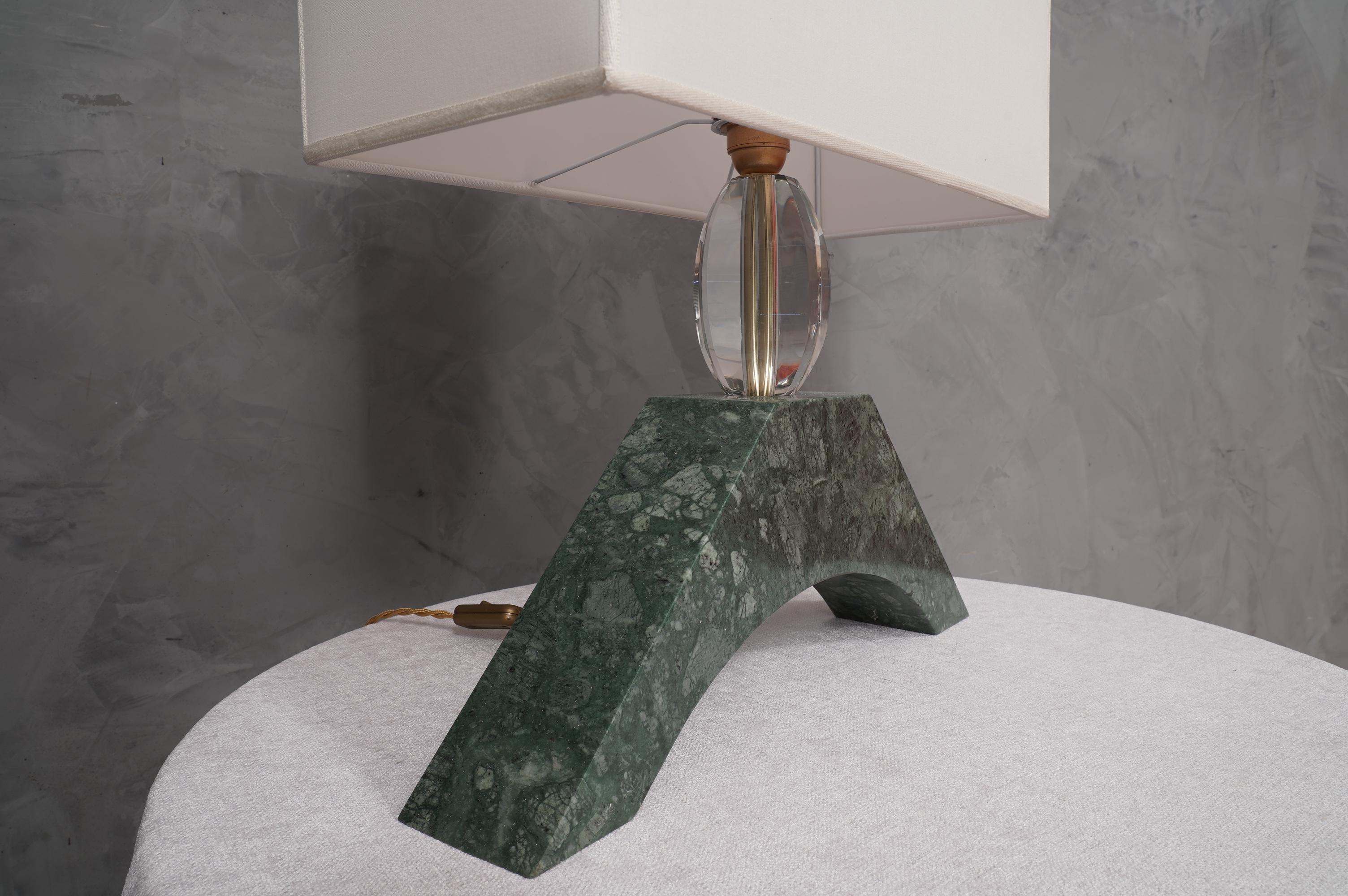 Indian Green Marble and Murano Glass Table Lamp, 2000 For Sale 1