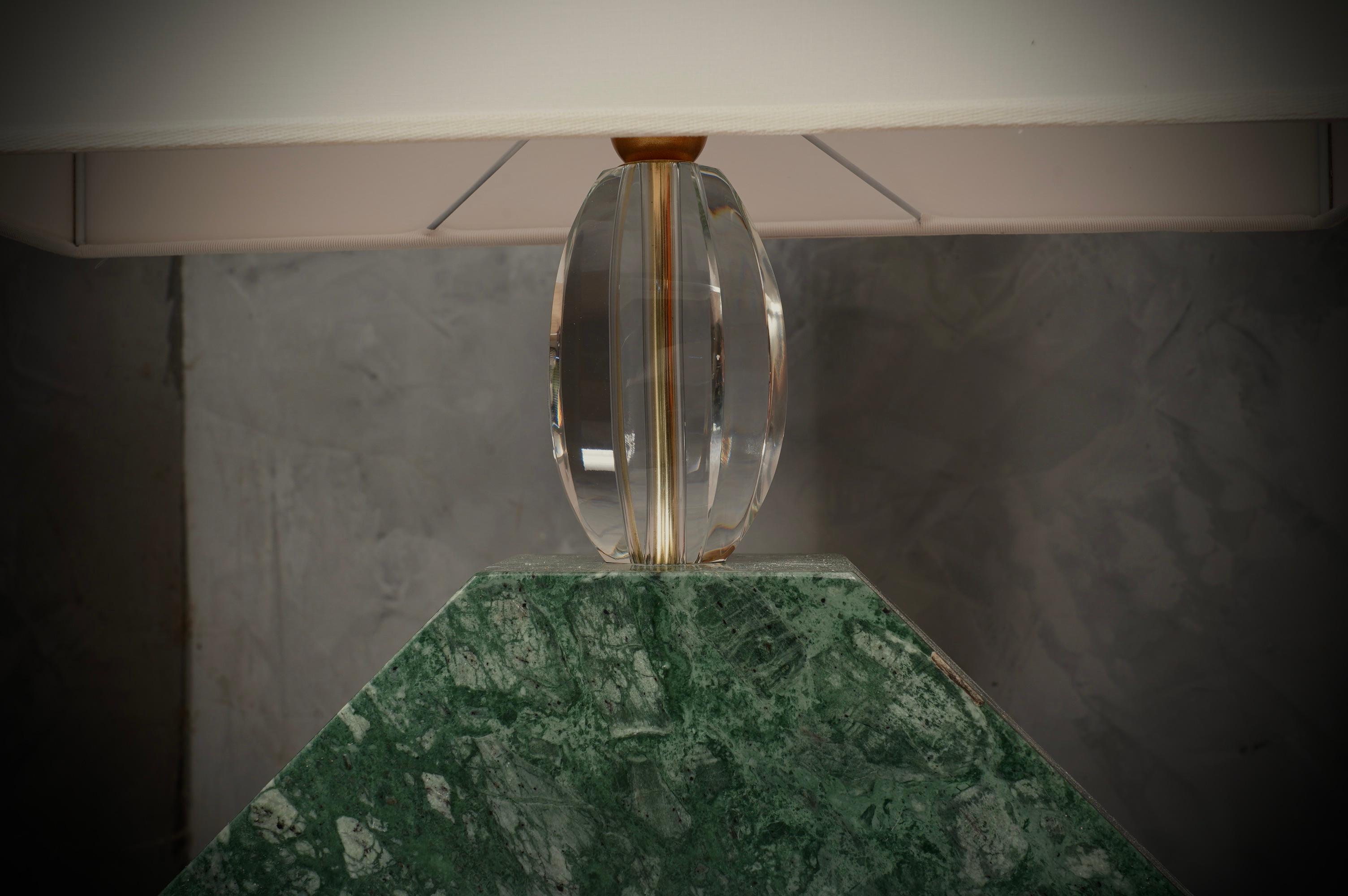 Lampe de table indienne en marbre vert et verre de Murano, 2000 Bon état - En vente à Rome, IT