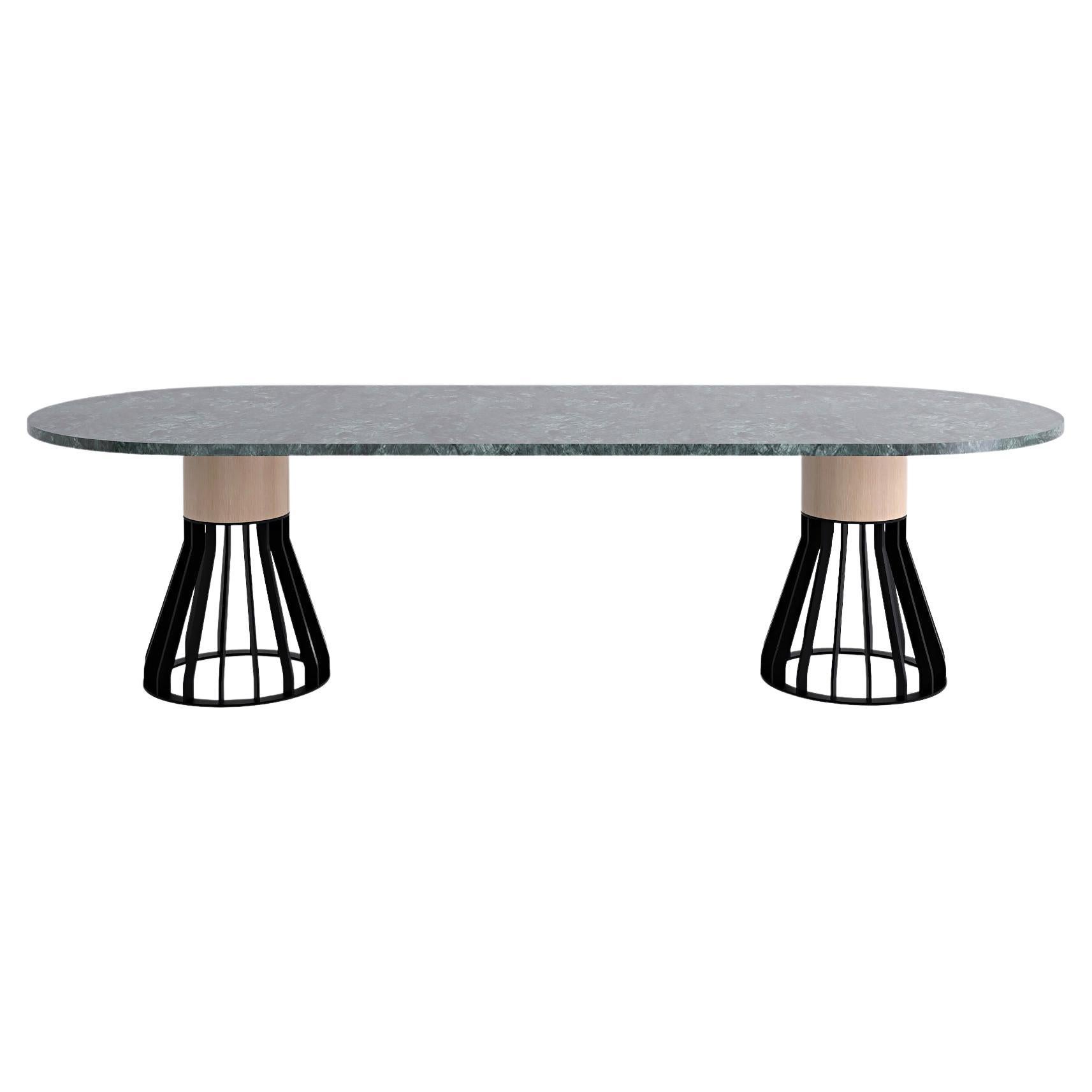 Sunday Dinner Table White Marble Top Green Marble Legs By La Chance For