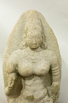 Indian Grey Granite Figure of Bhudevi