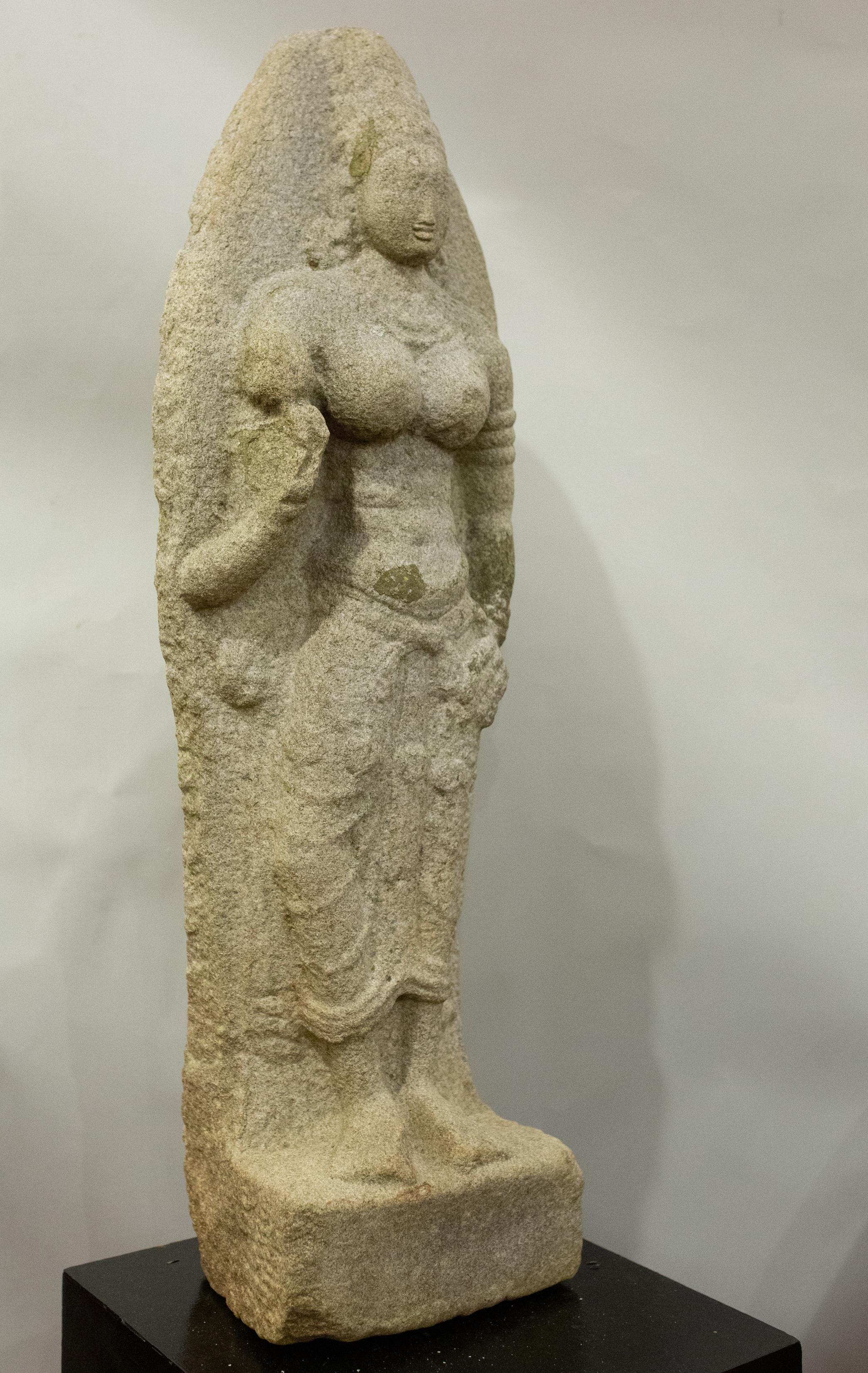 Stone Indian Grey Granite Figure of Bhudevi