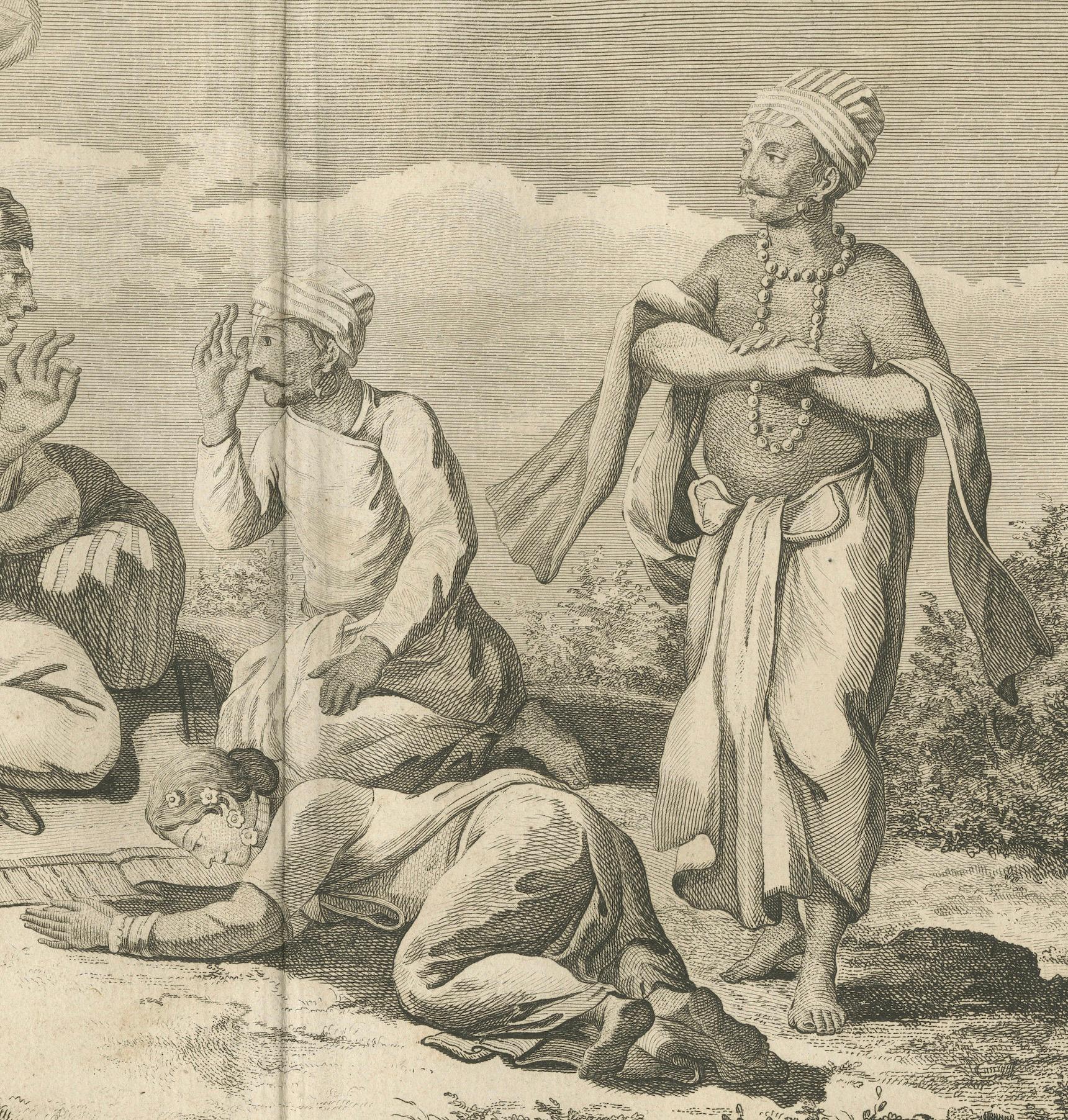 Indischer Guru unterrichtet Schüler - Sonneratstich, Epoche der Aufklärung, 1806 (Papier) im Angebot