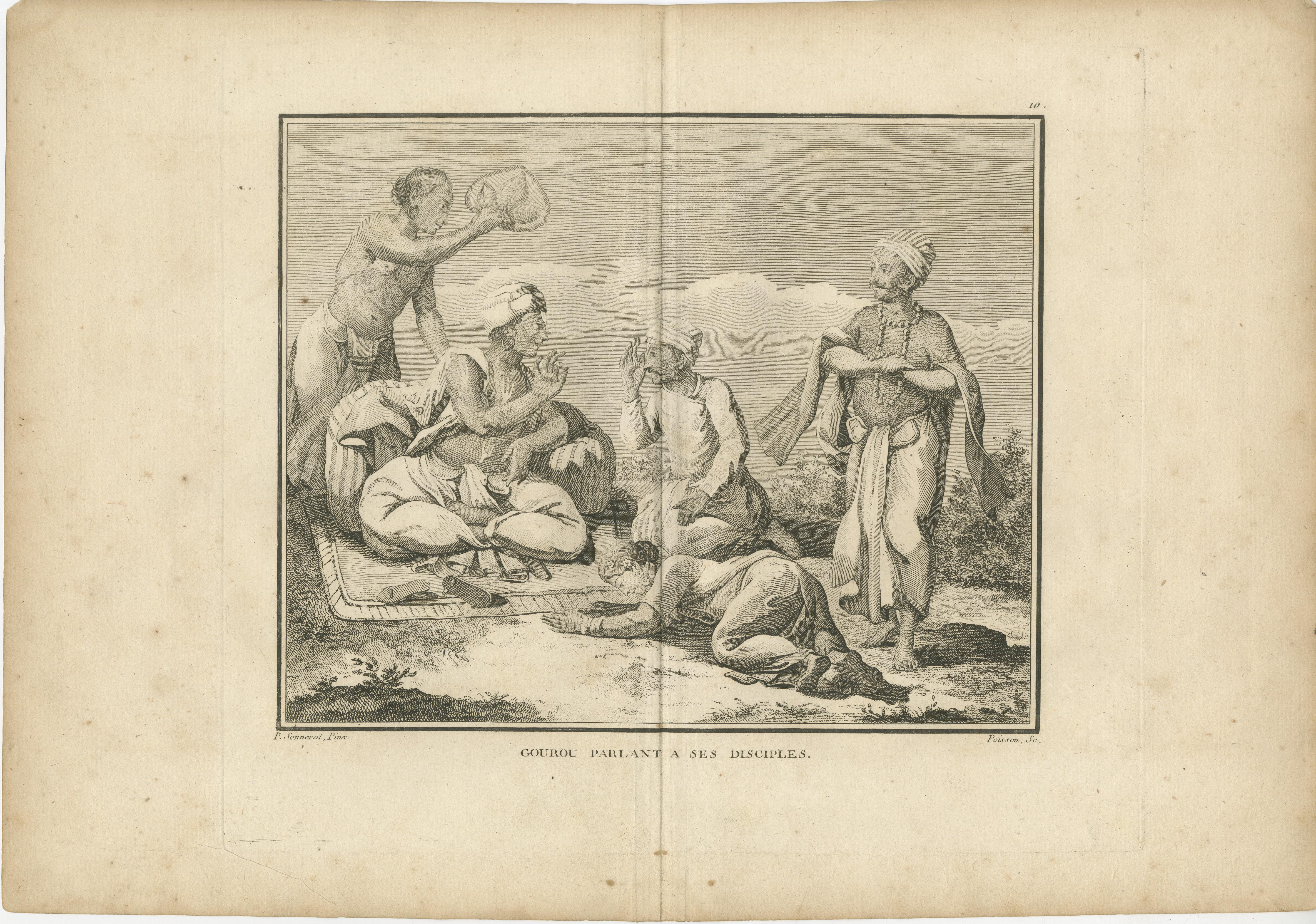 Indischer Guru unterrichtet Schüler - Sonneratstich, Epoche der Aufklärung, 1806 im Angebot 3