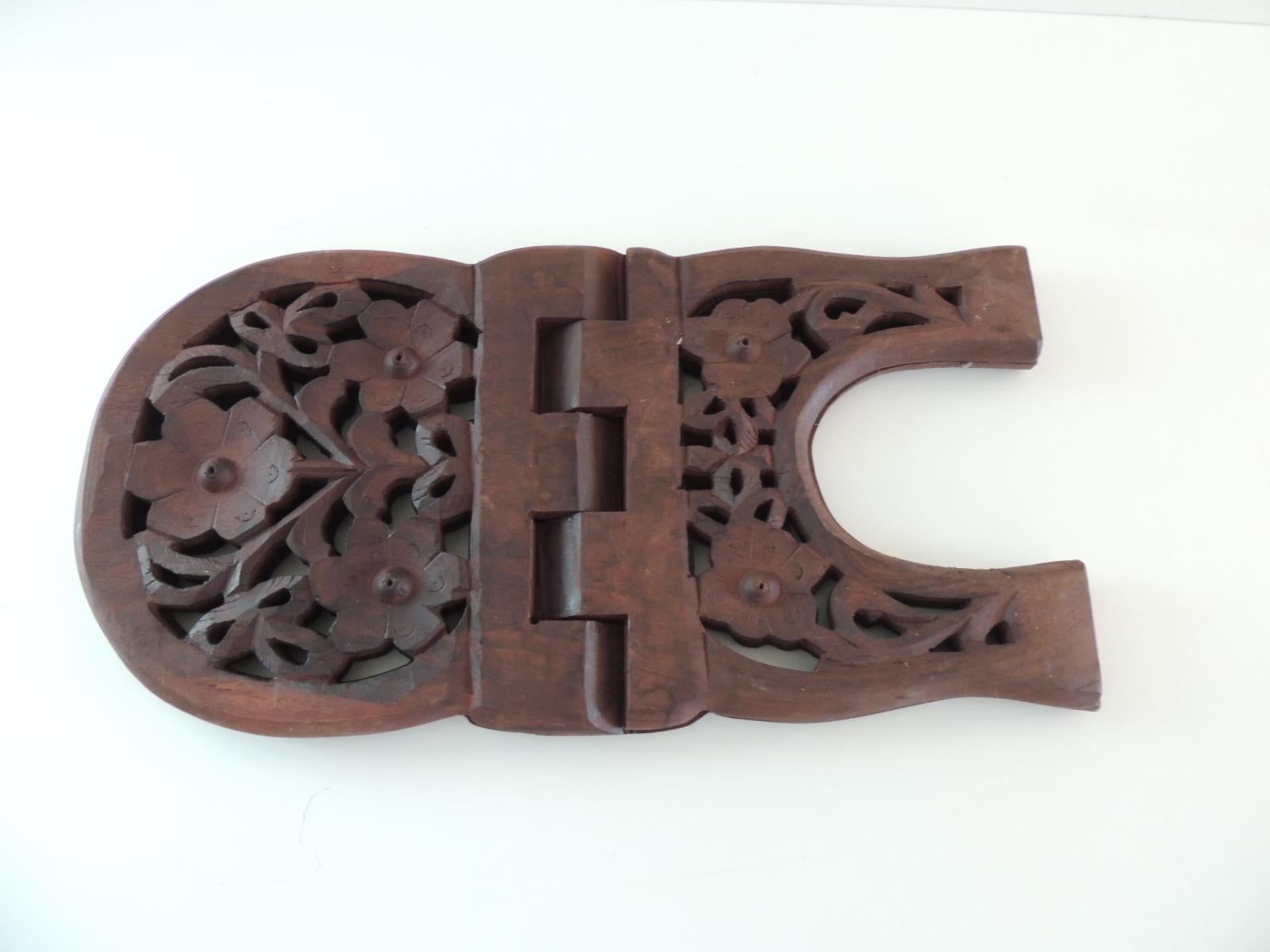 Hand-Crafted Asian Hand Carved Book Display or Stand