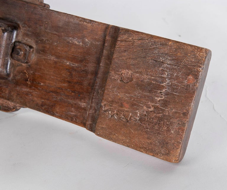 Indian Hand Carved Wood with Iron For Sale at 1stDibs