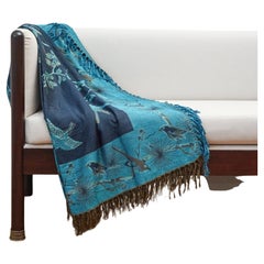Copriletto artigianale indiano in blu e turchese
