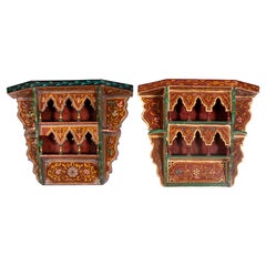Indian Handcrafted Decorative Wall Shelves w/ Floral Patterns