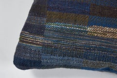 Indian Handwoven Pillow Blue/Green Stripe Pillow