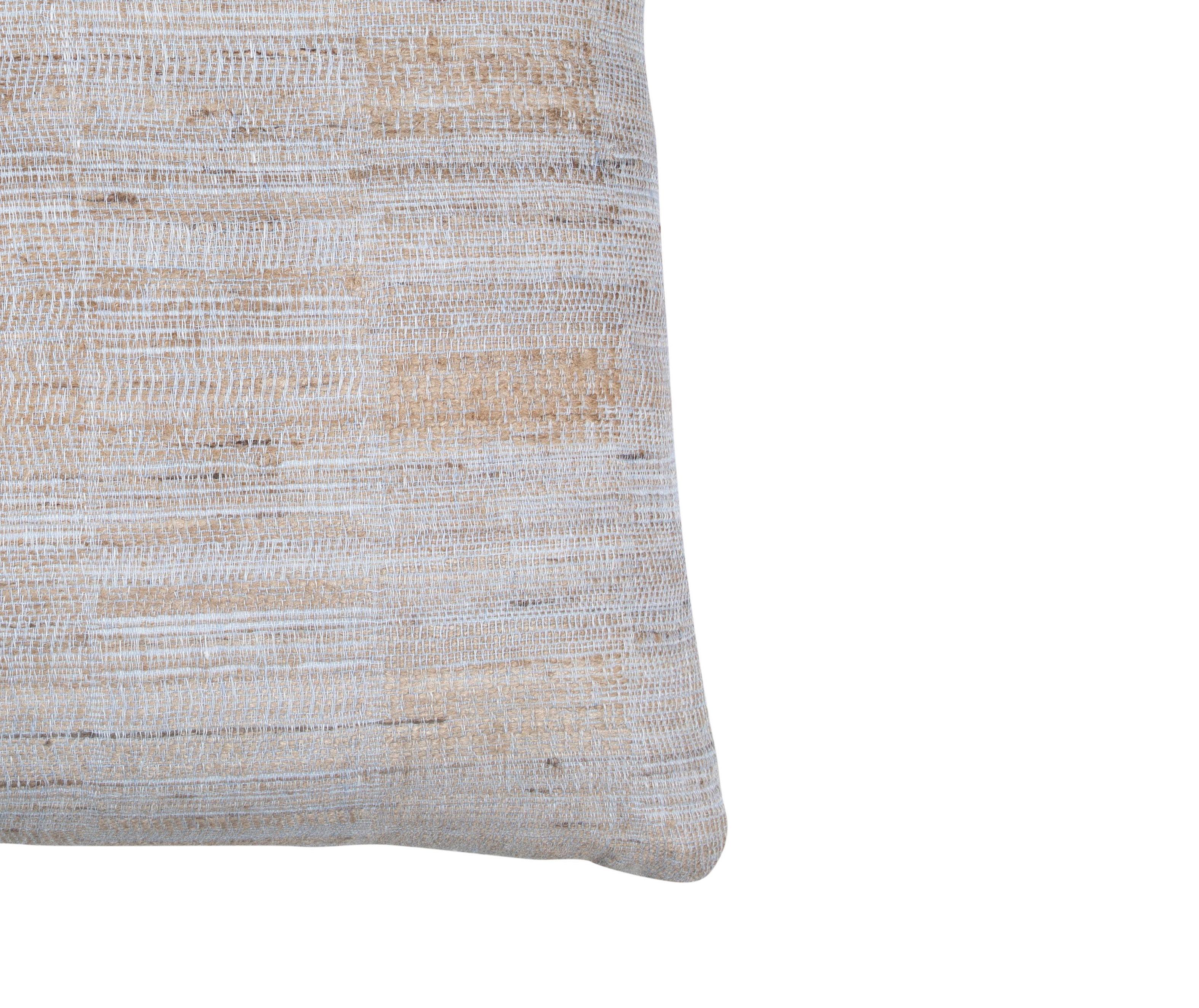 Indian Handwoven Pillow Ice Blue & Tan In New Condition For Sale In Los Angeles, CA
