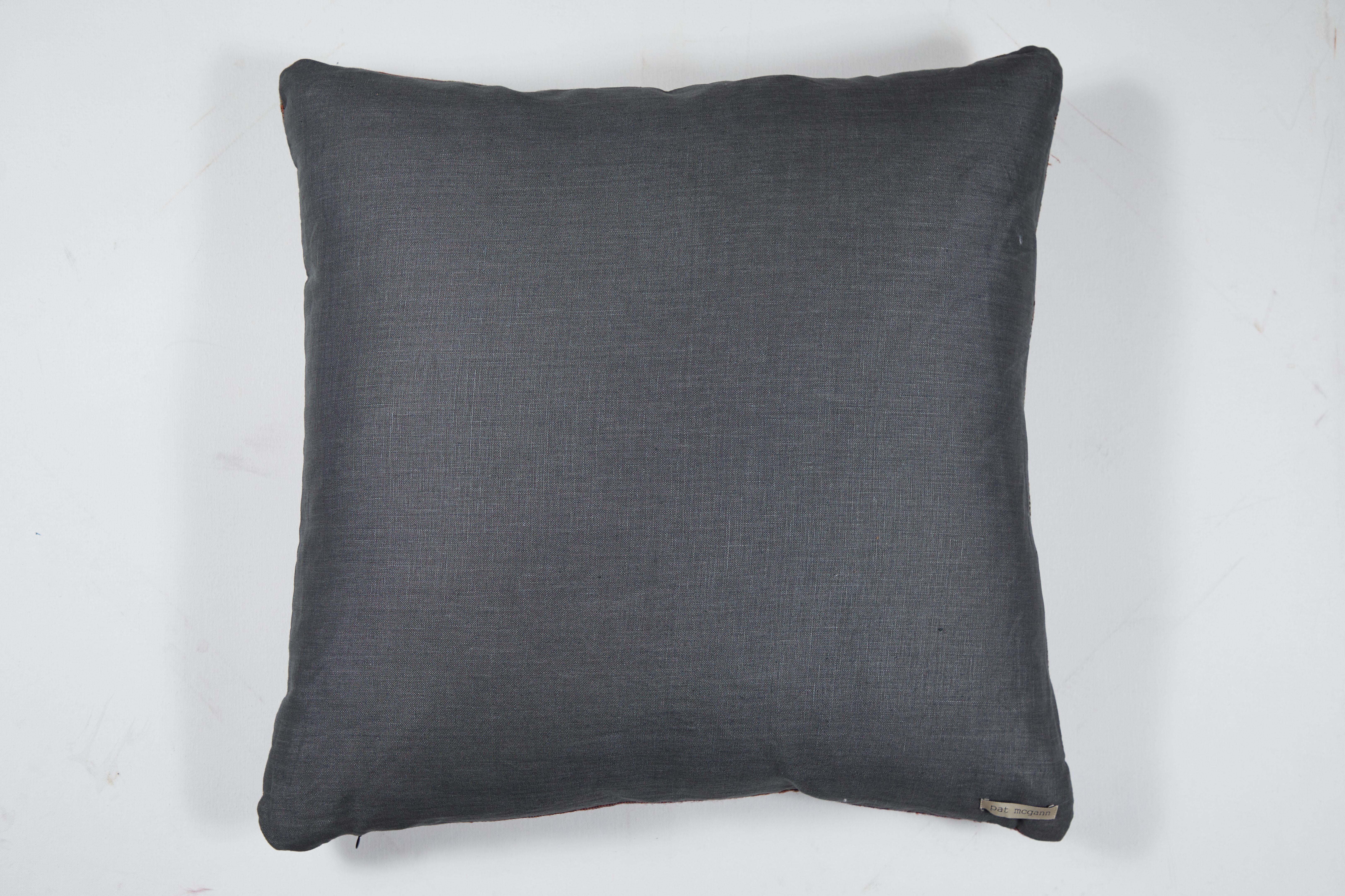 Indian Handwoven Pillow Sunrise Plaid For Sale 1