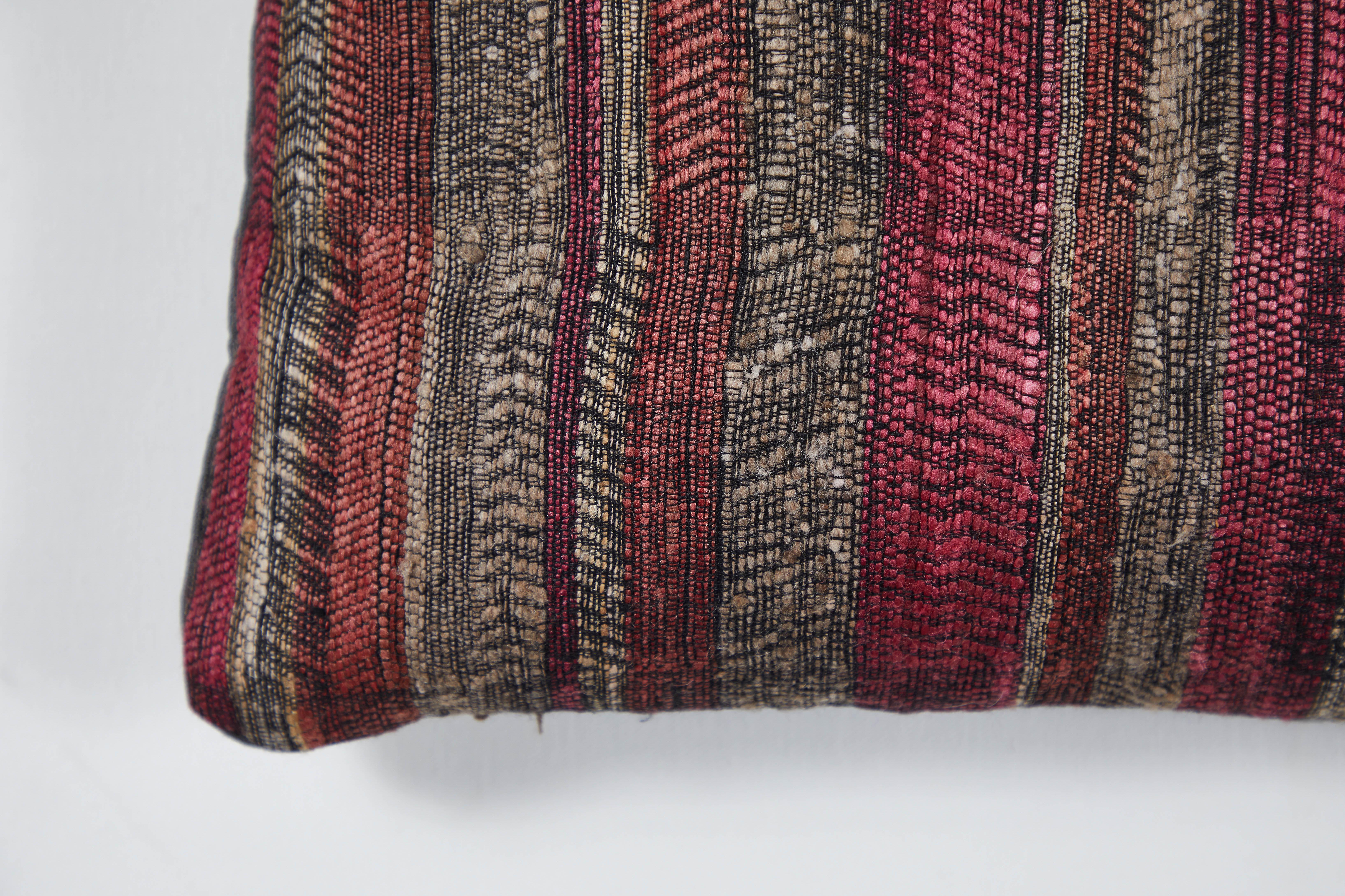 Hand-Woven Indian Handwoven Pillow Sunset Stripes For Sale