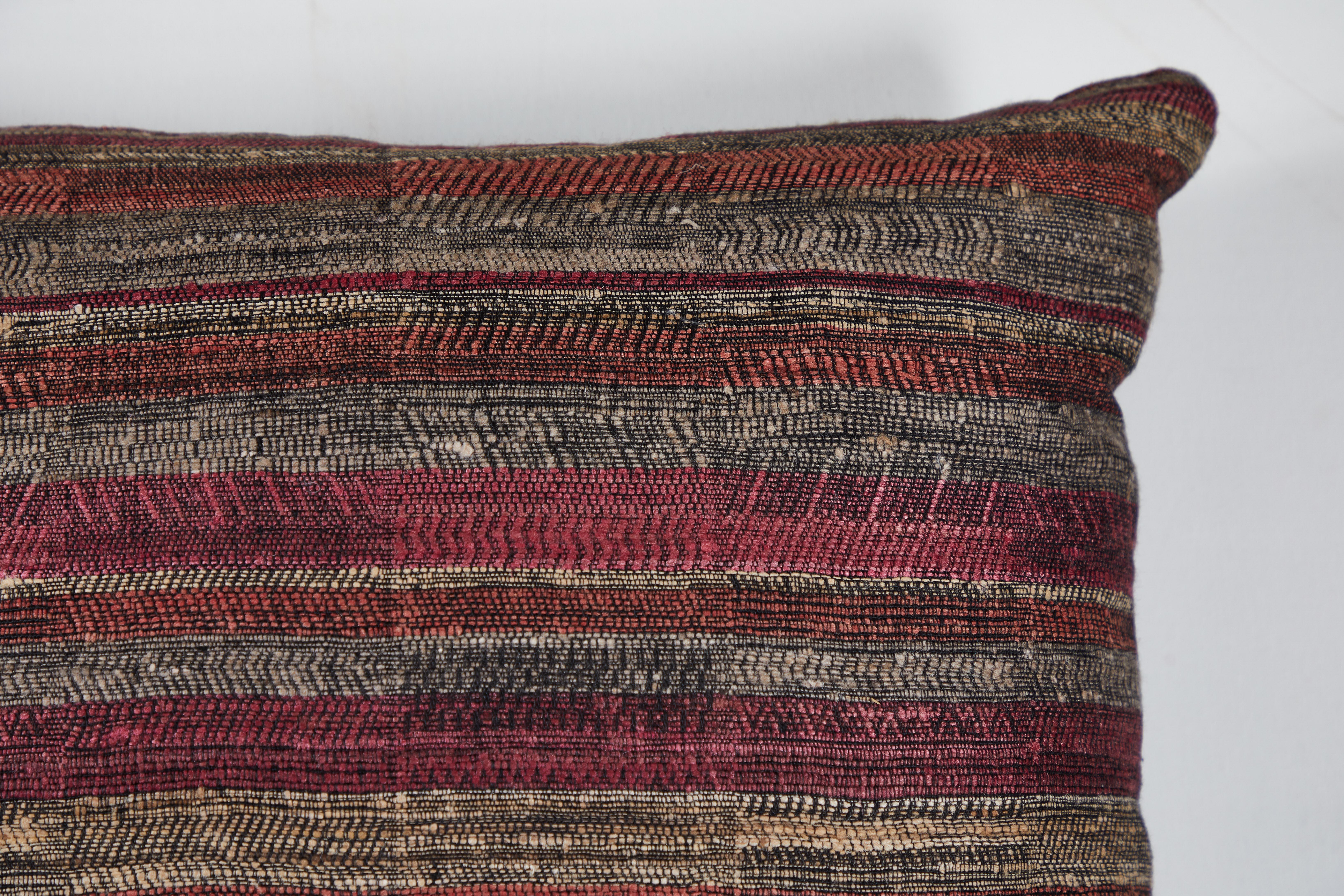 Wool Indian Handwoven Pillow Sunset Stripes For Sale