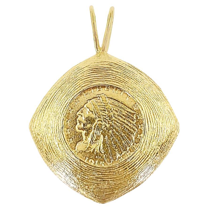 Indian Head Gold Coin Pendant For Sale